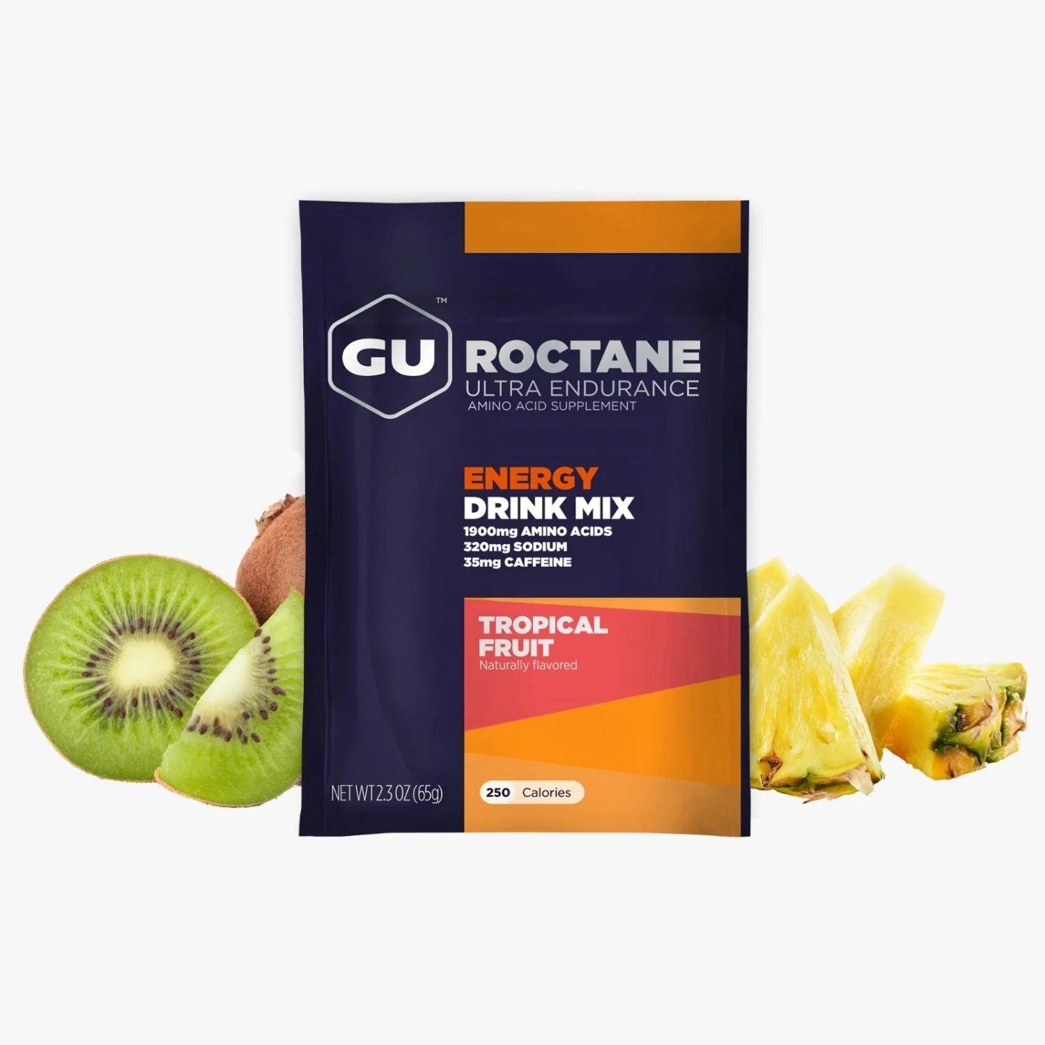 GU GU Roctane Energy Drink Mix - Box of 10 Serve Sing - Tropical Fruit
