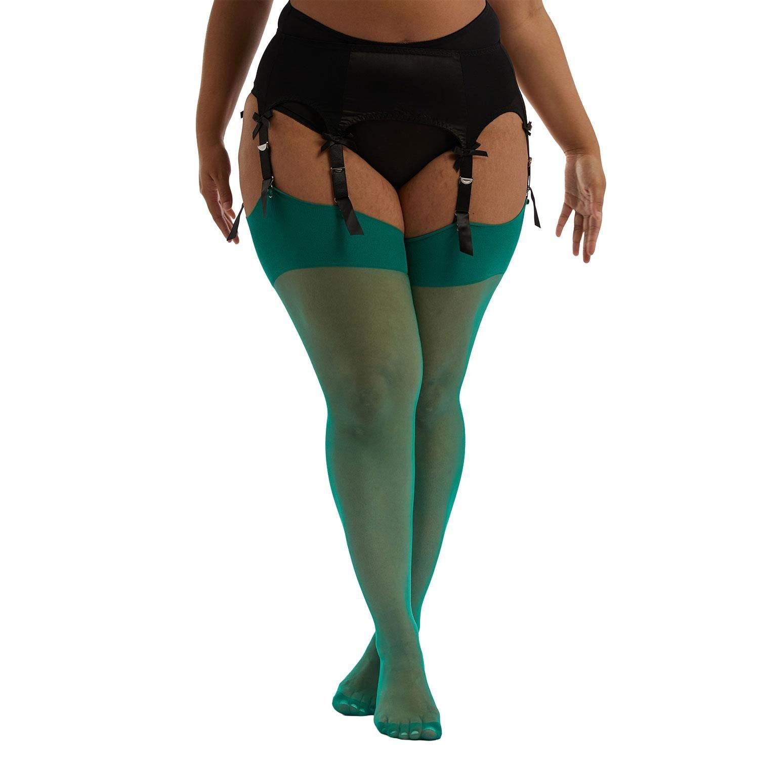 Green - Playful Promises - Emerald Green Seamed Stocking - 1