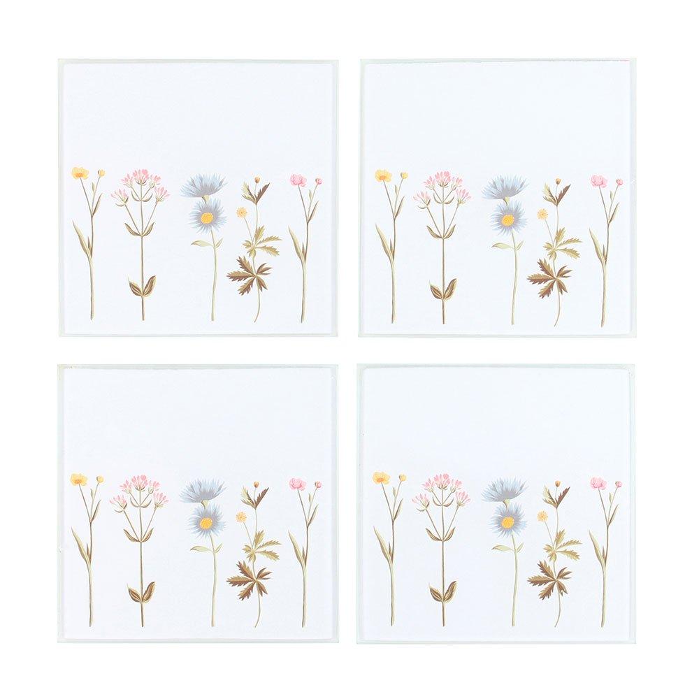 Multi - Something Different - Floral Glass Coaster Set - 2