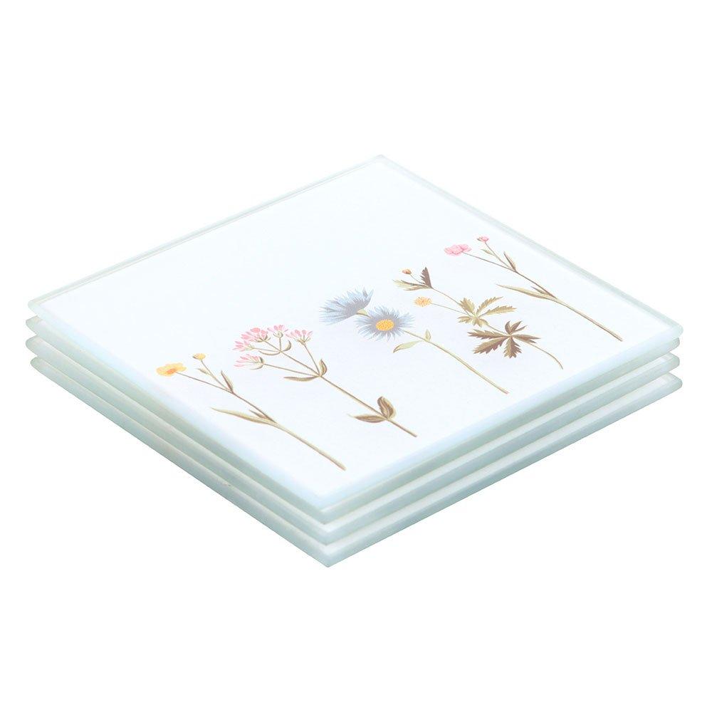 Multi - Something Different - Floral Glass Coaster Set - 4