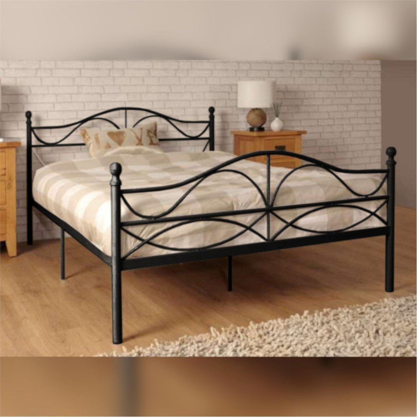 Black - Comfy Living - Scroll Effect Metal Bed Only - 1