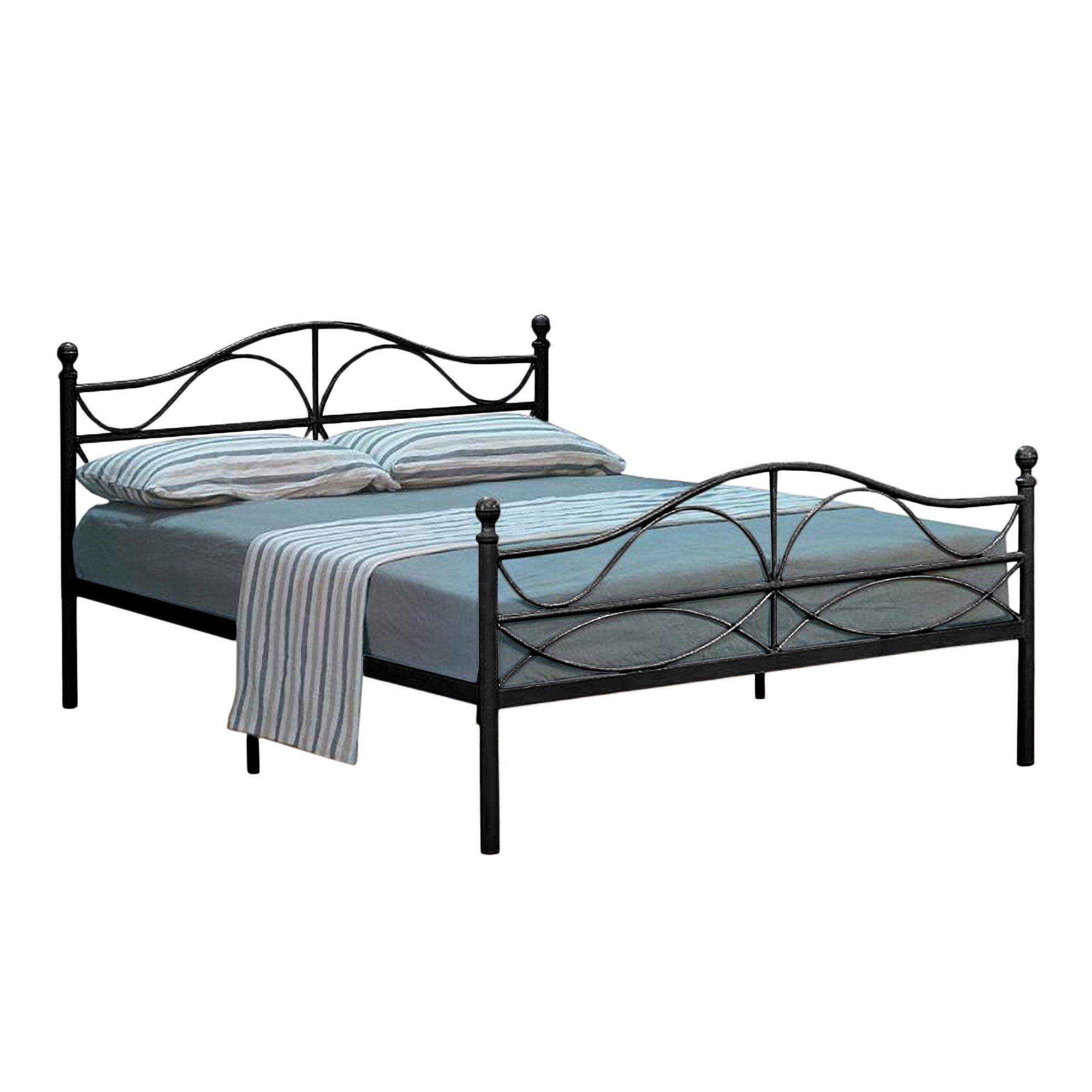 Black - Comfy Living - Scroll Effect Metal Bed Only - 2