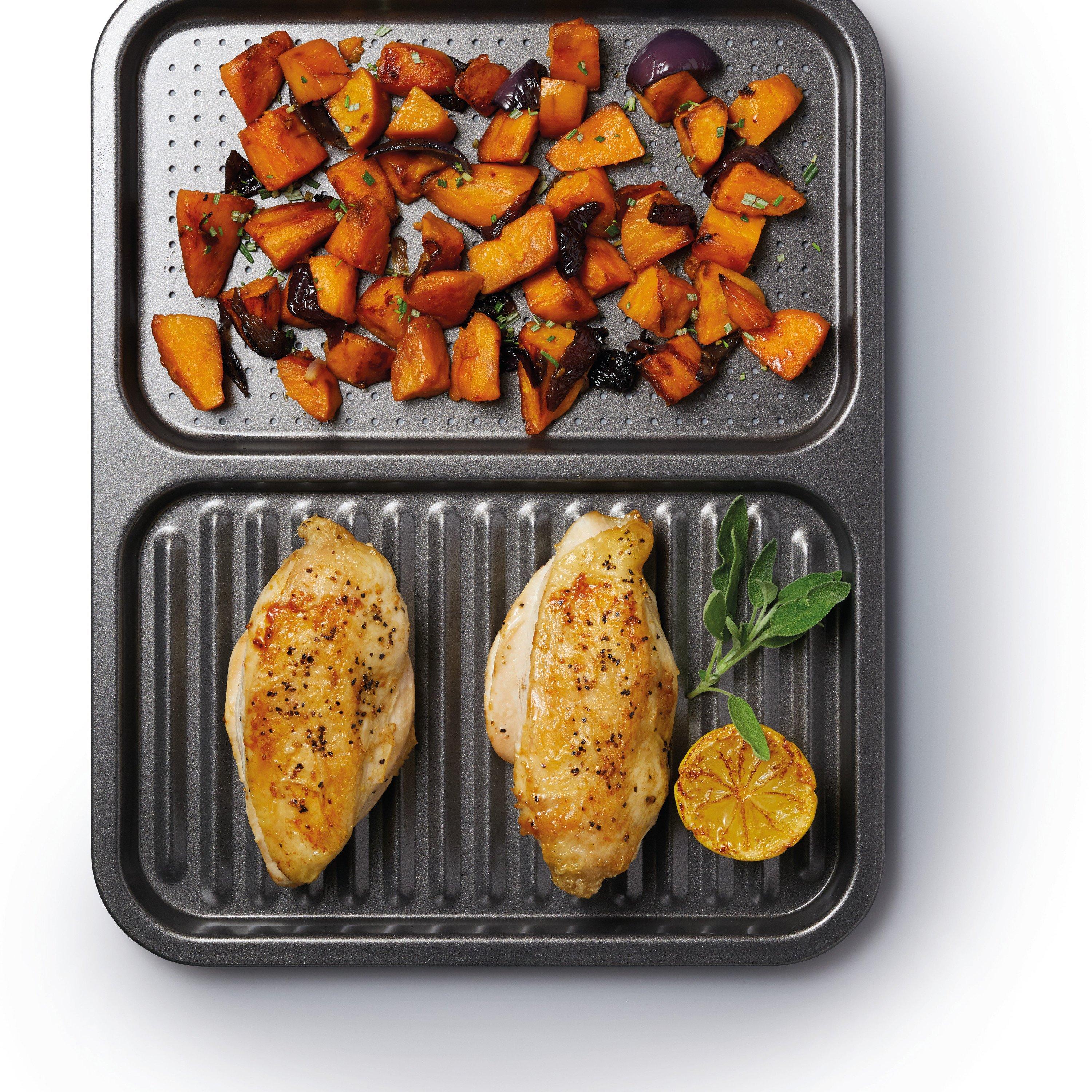 Grey - MasterClass - MasterClass Non-Stick Divided Baking Tray 39x31x1 - 2