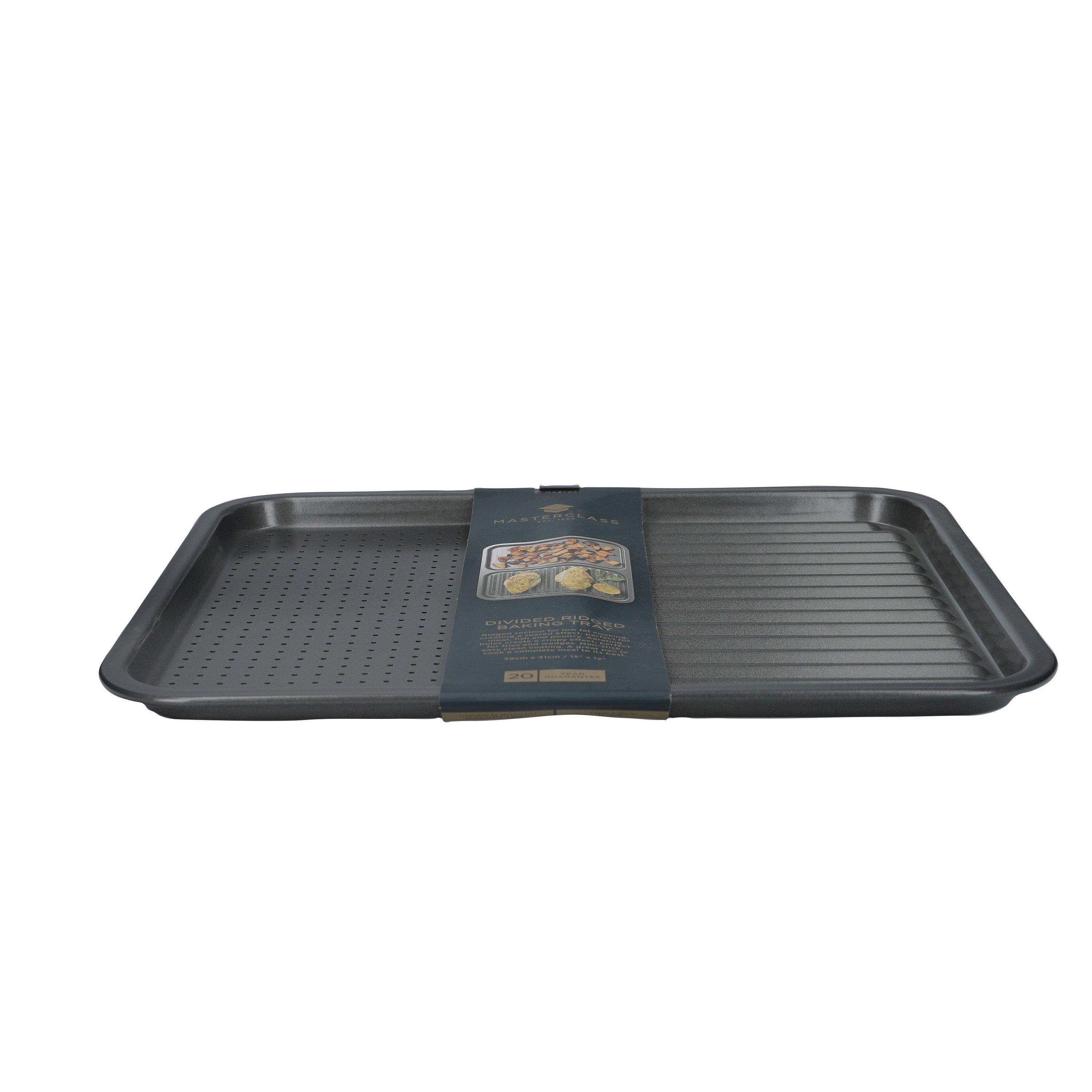 Grey - MasterClass - MasterClass Non-Stick Divided Baking Tray 39x31x1 - 3