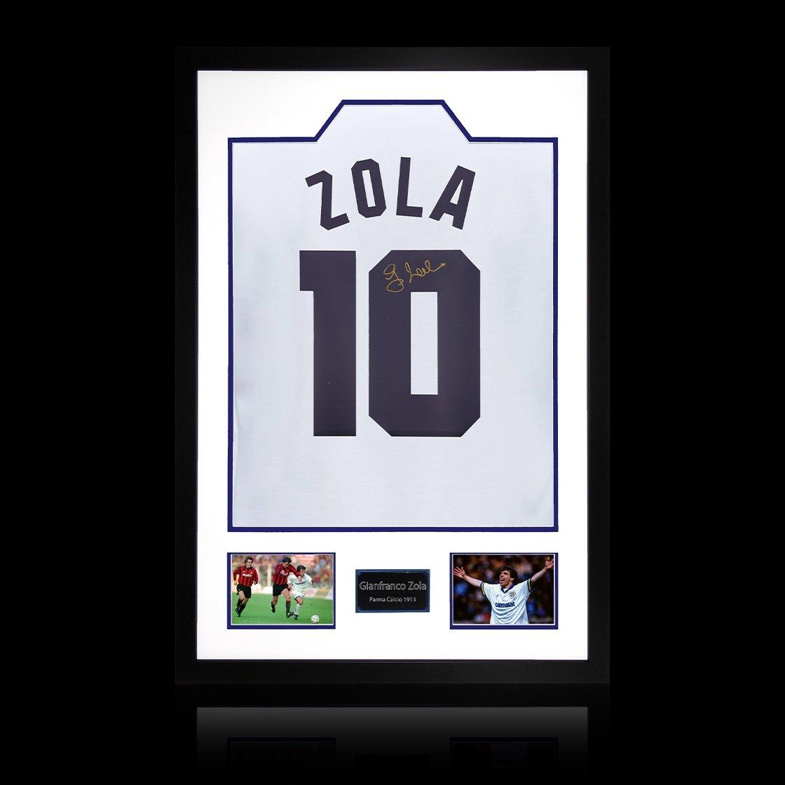 The Fan Cave  Gianfranco Zola Signed Parma Calcio 1913 Shirt - White - 850mm x 60