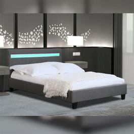 Comfy Living Fabric Modern Bed With LED with Mattress