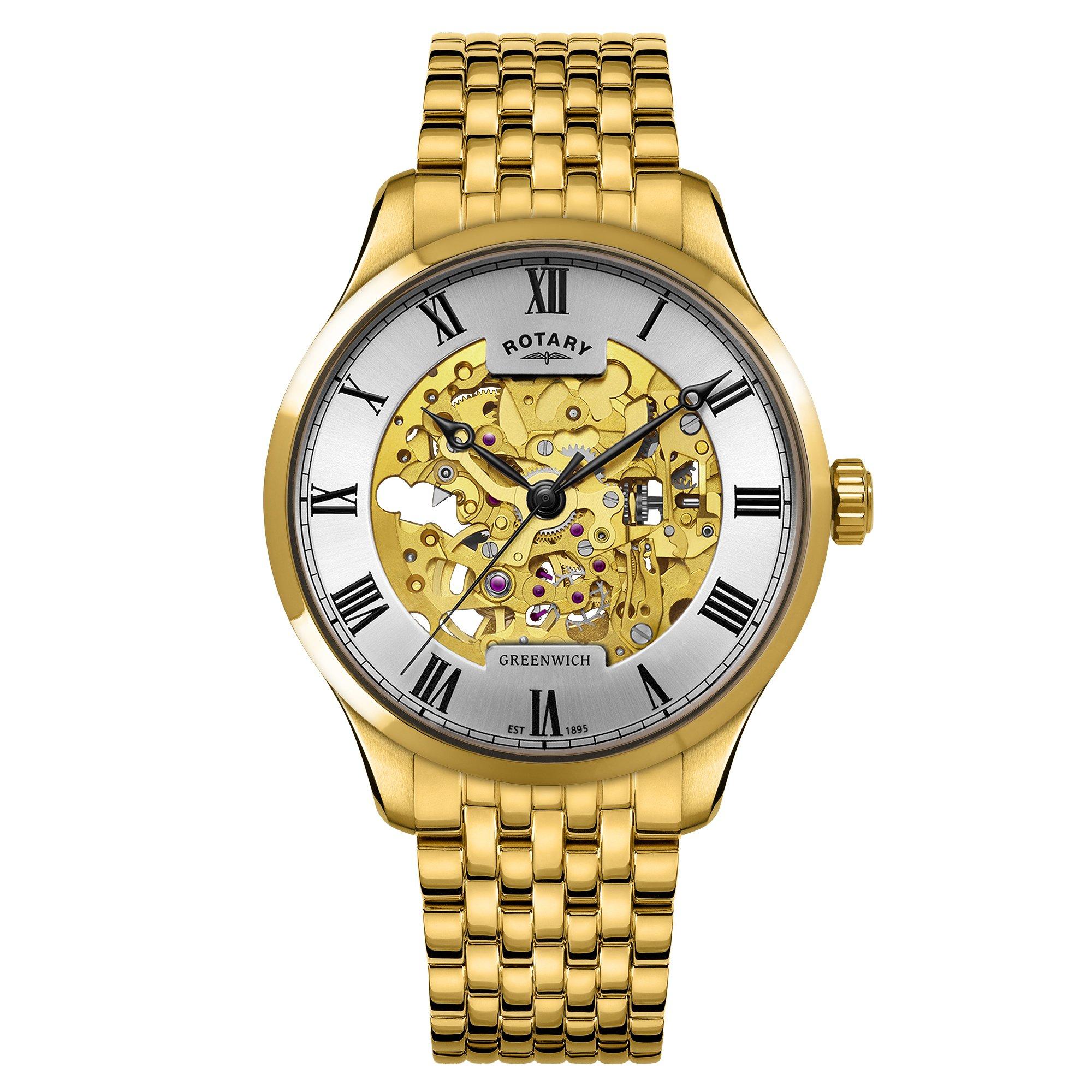 Gold - Rotary - Mens Greenwich Gold SS Bracelet Watch - 1