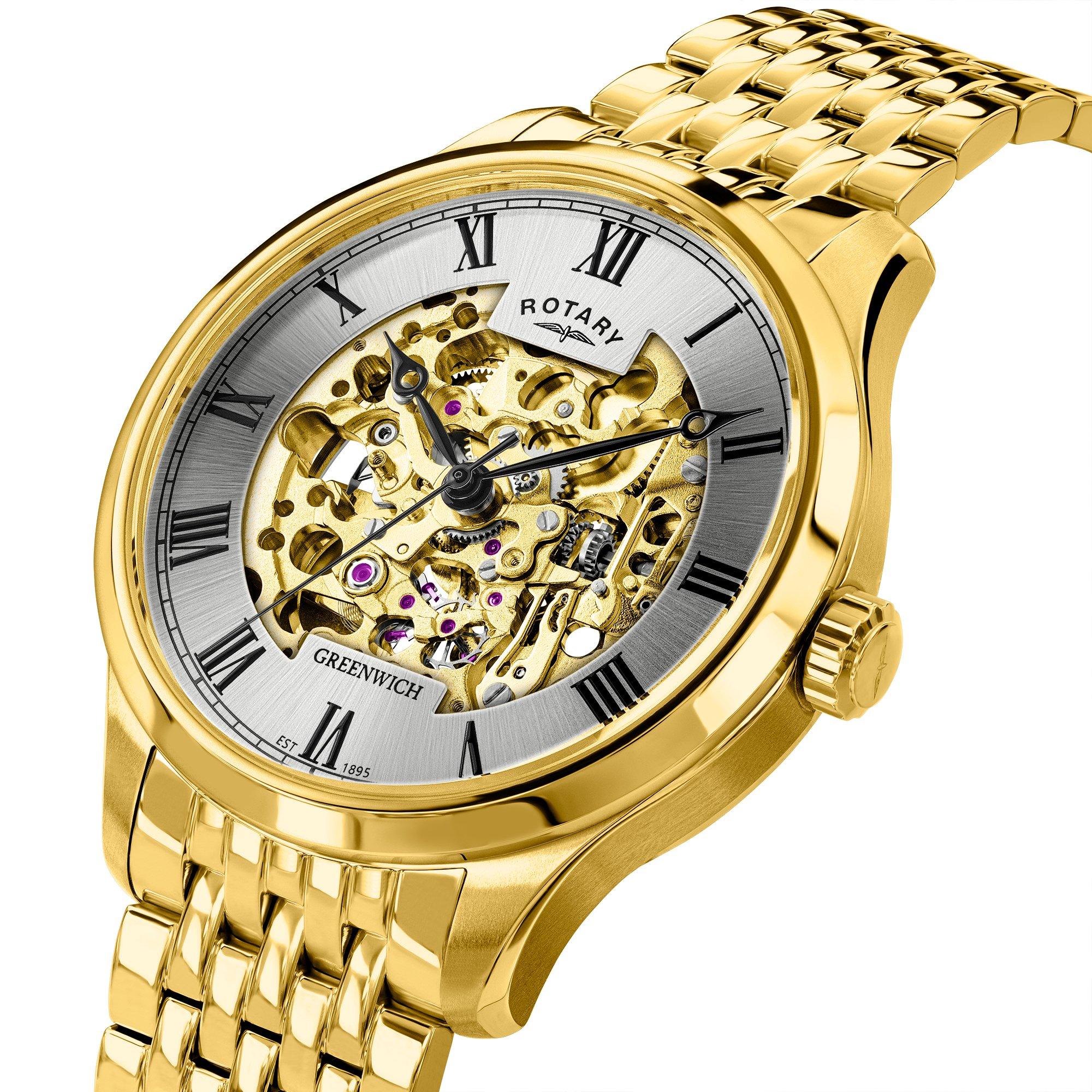 Gold - Rotary - Rotary Mens Greenwich Gold SS Bracelet Watch - 2