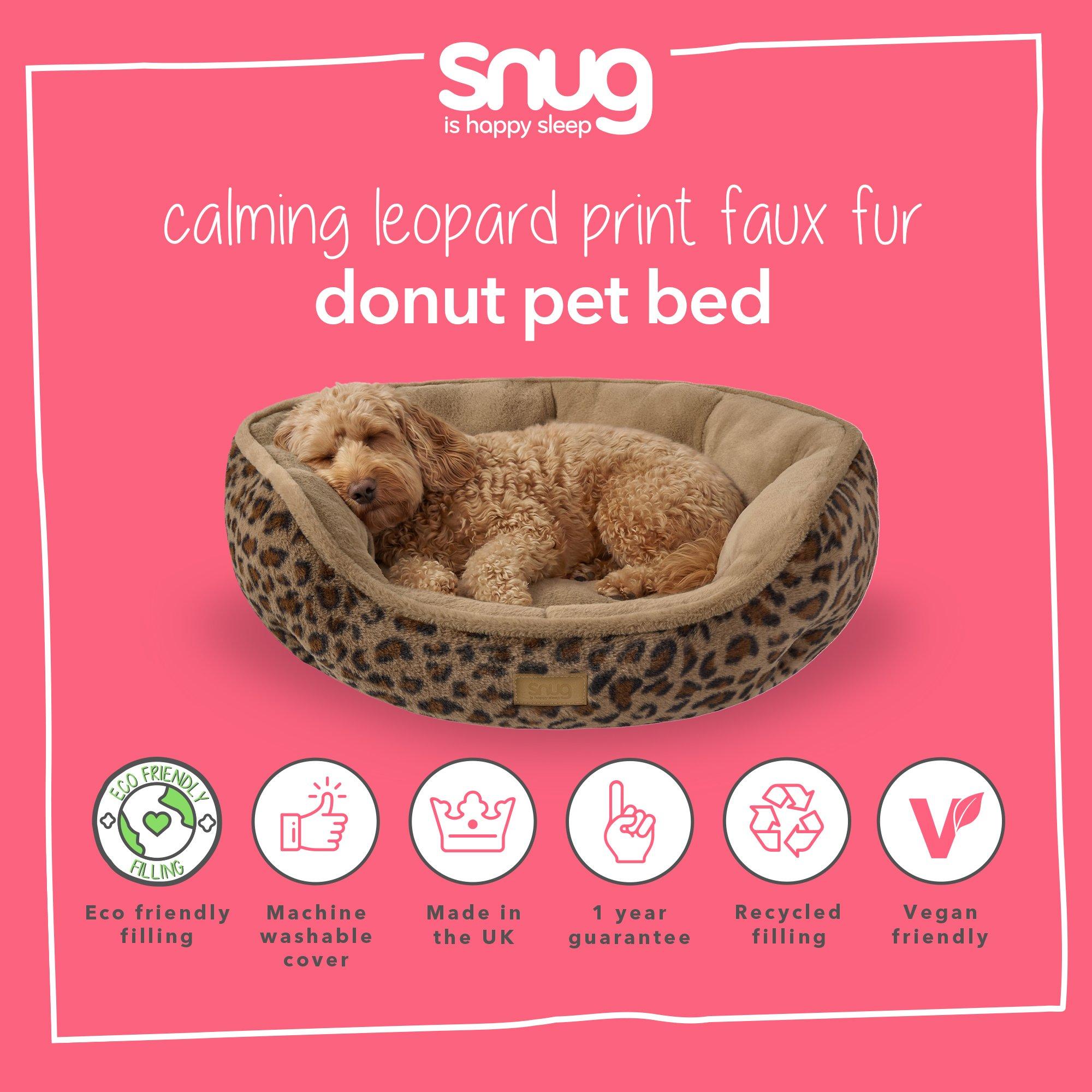 Leopard - Snug - Calming Faux Fur Donut Pet Bed Leopard - 8