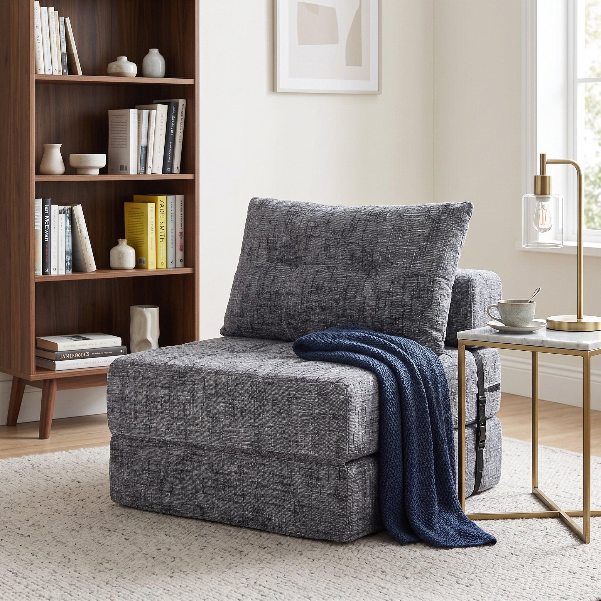 Gray - Urban Meuble - Convertible Tufted Folding Sofa Bed - 1