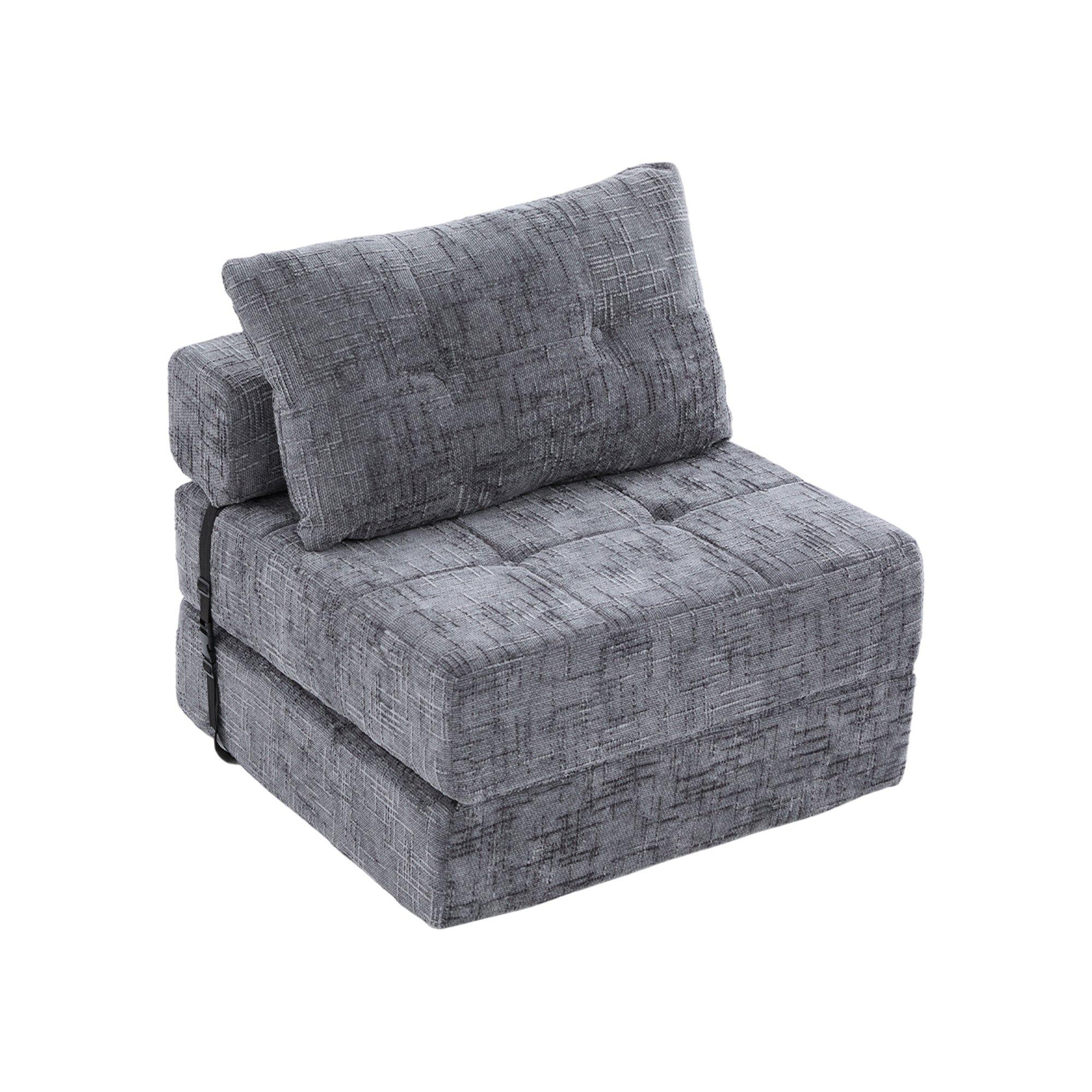 Gray - Urban Meuble - Convertible Tufted Folding Sofa Bed - 12