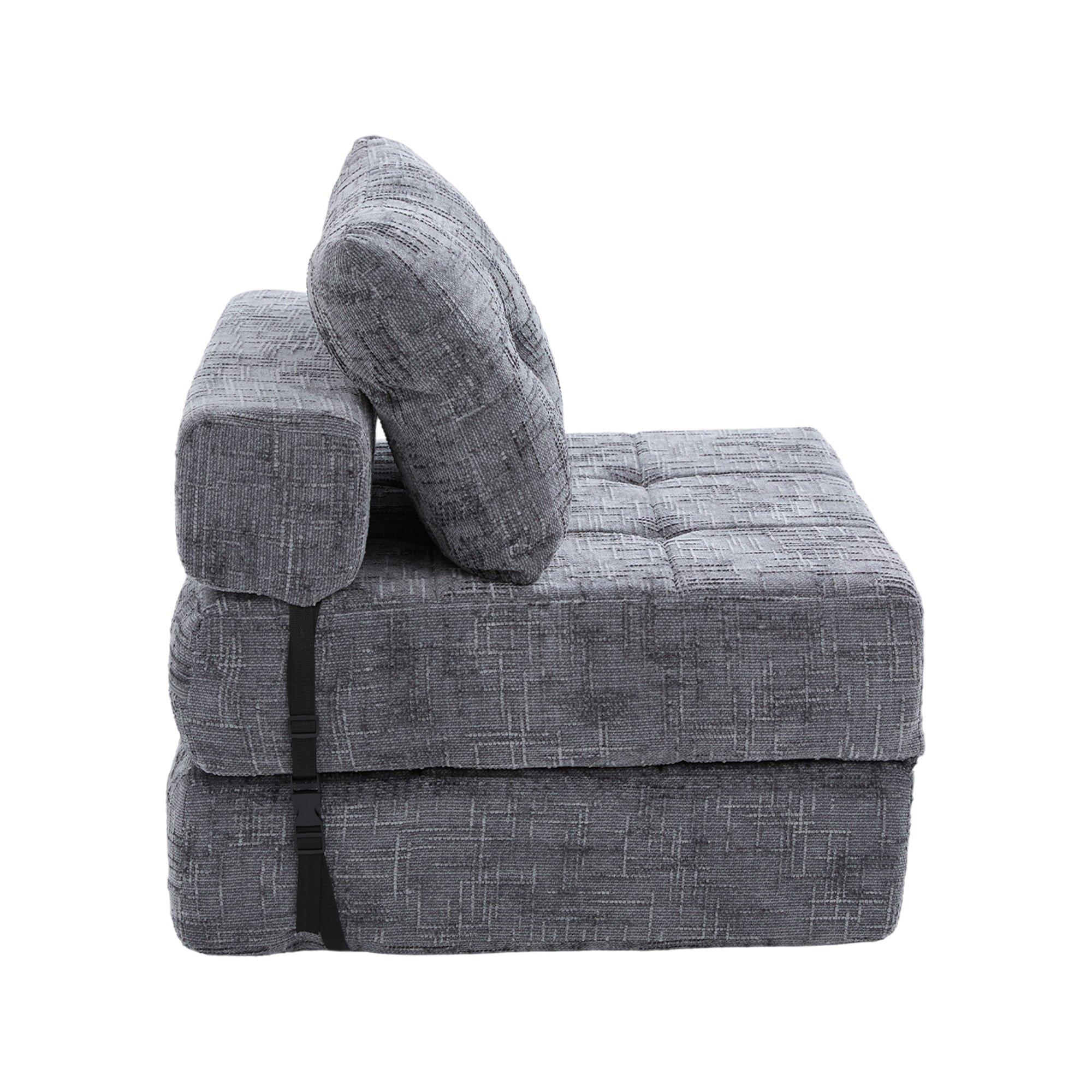 Gray - Urban Meuble - Convertible Tufted Folding Sofa Bed - 13