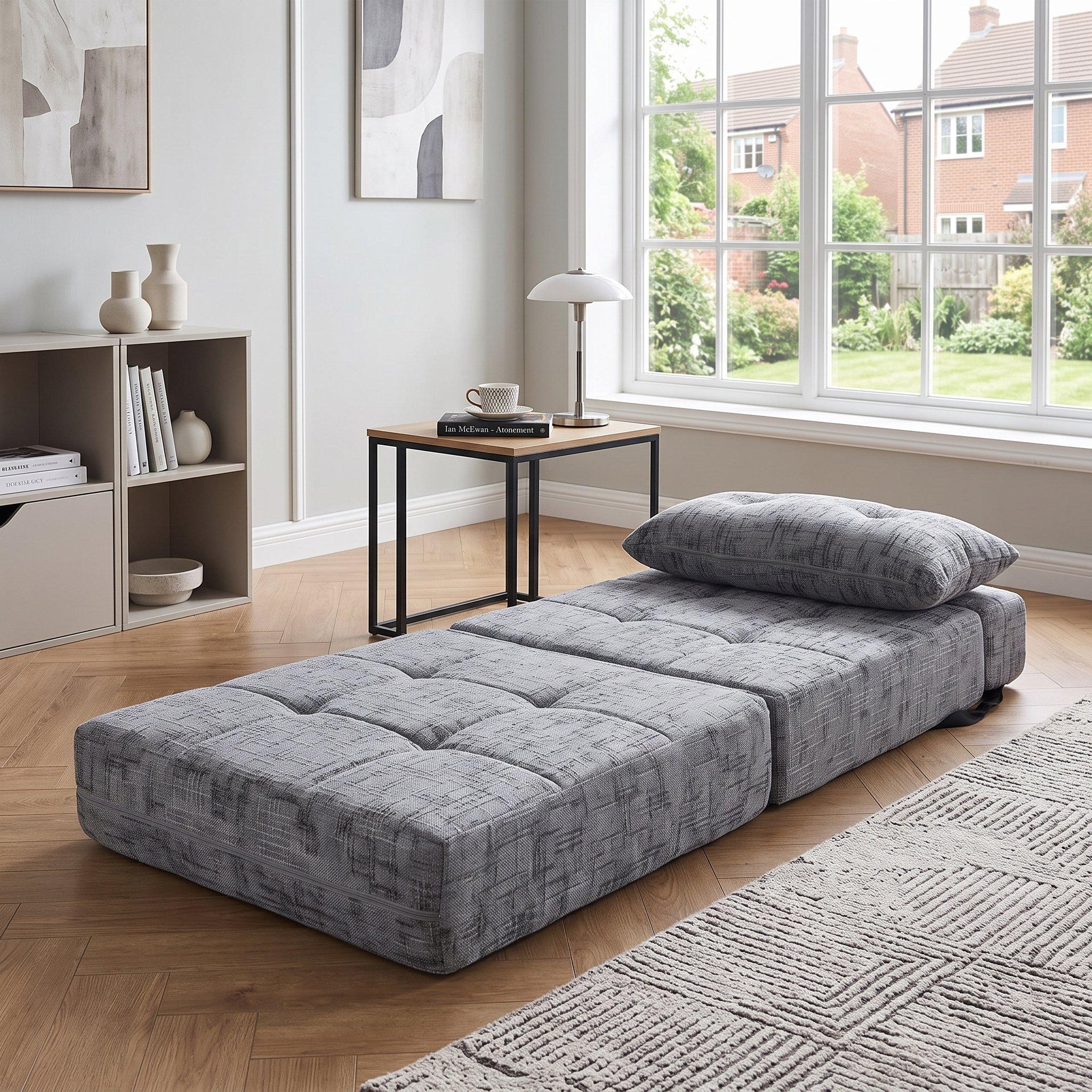 Gray - Urban Meuble - Convertible Tufted Folding Sofa Bed - 4