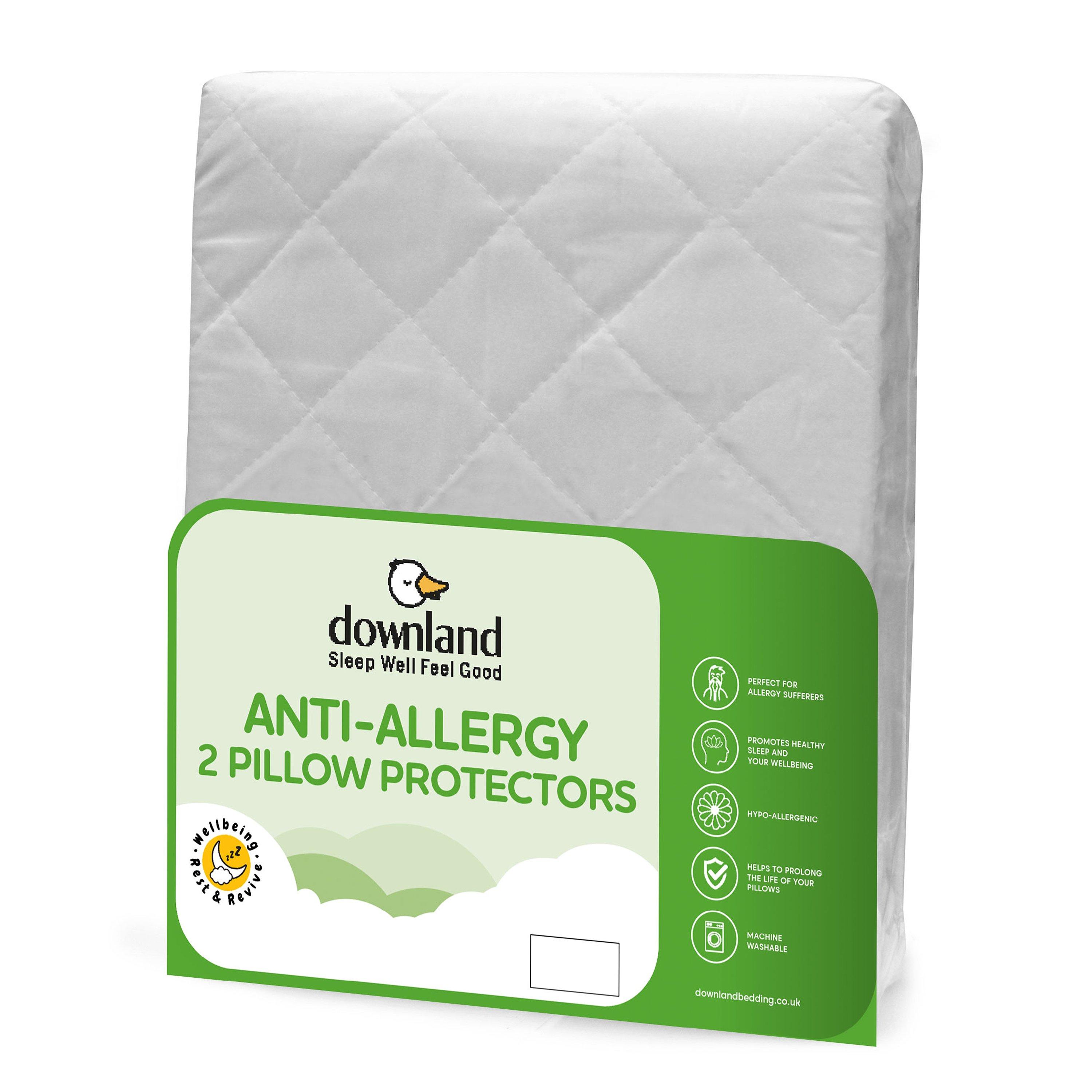 White - Downland - Anti-Allergy Pillow Protector Pair - 1