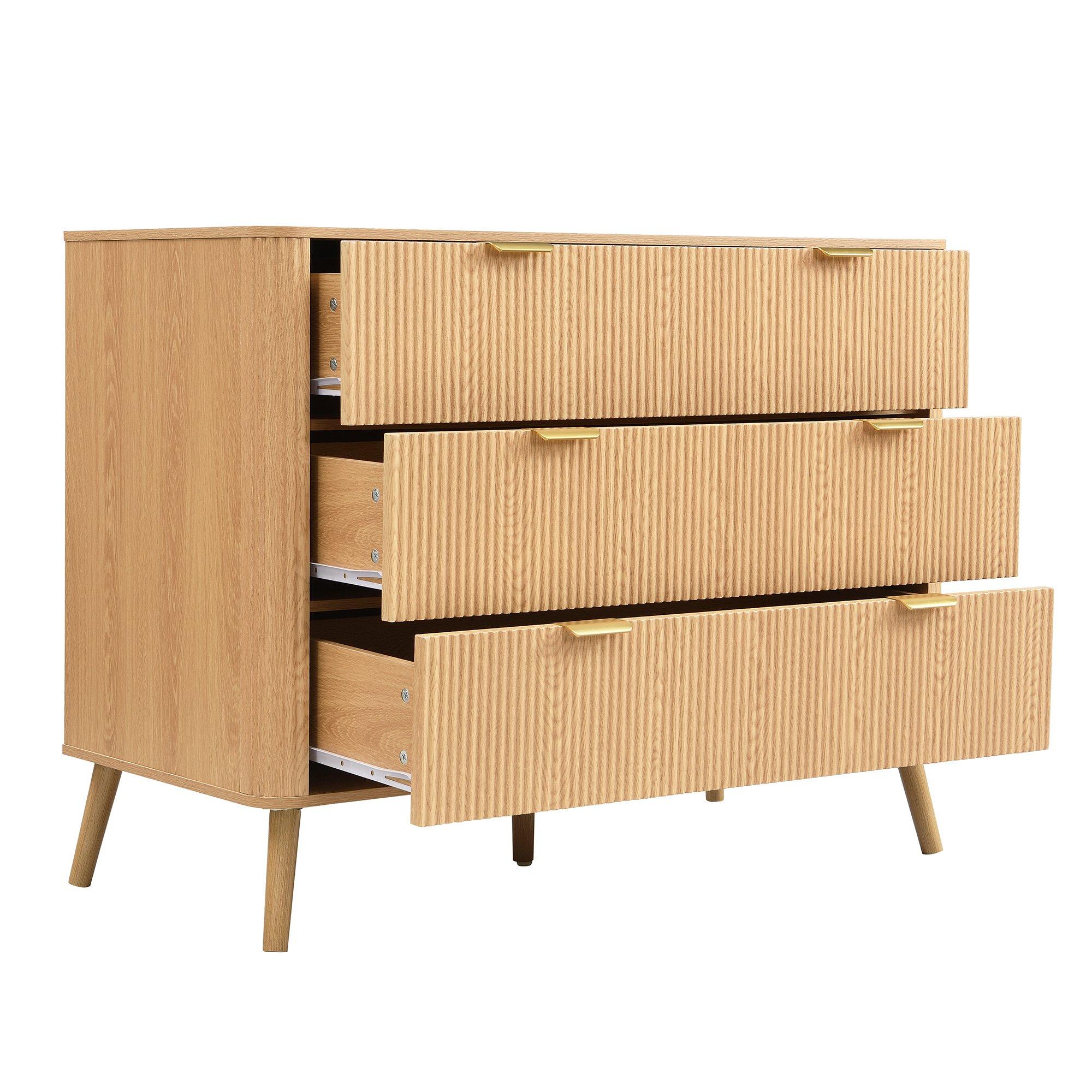 Oak - Urban Meuble - Fluted 3 Drawer Chest of Drawers - 11