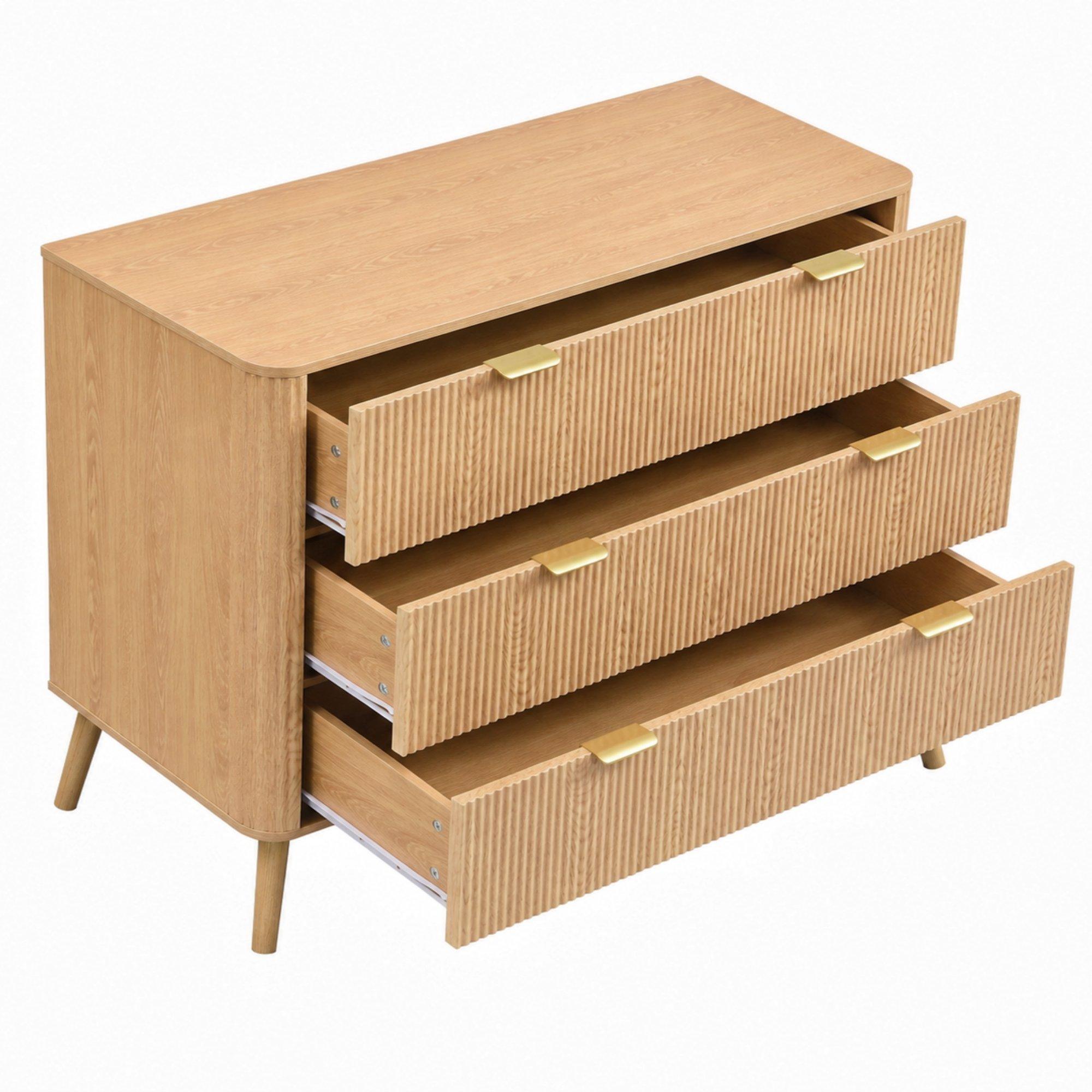 Oak - Urban Meuble - Fluted 3 Drawer Chest of Drawers - 12
