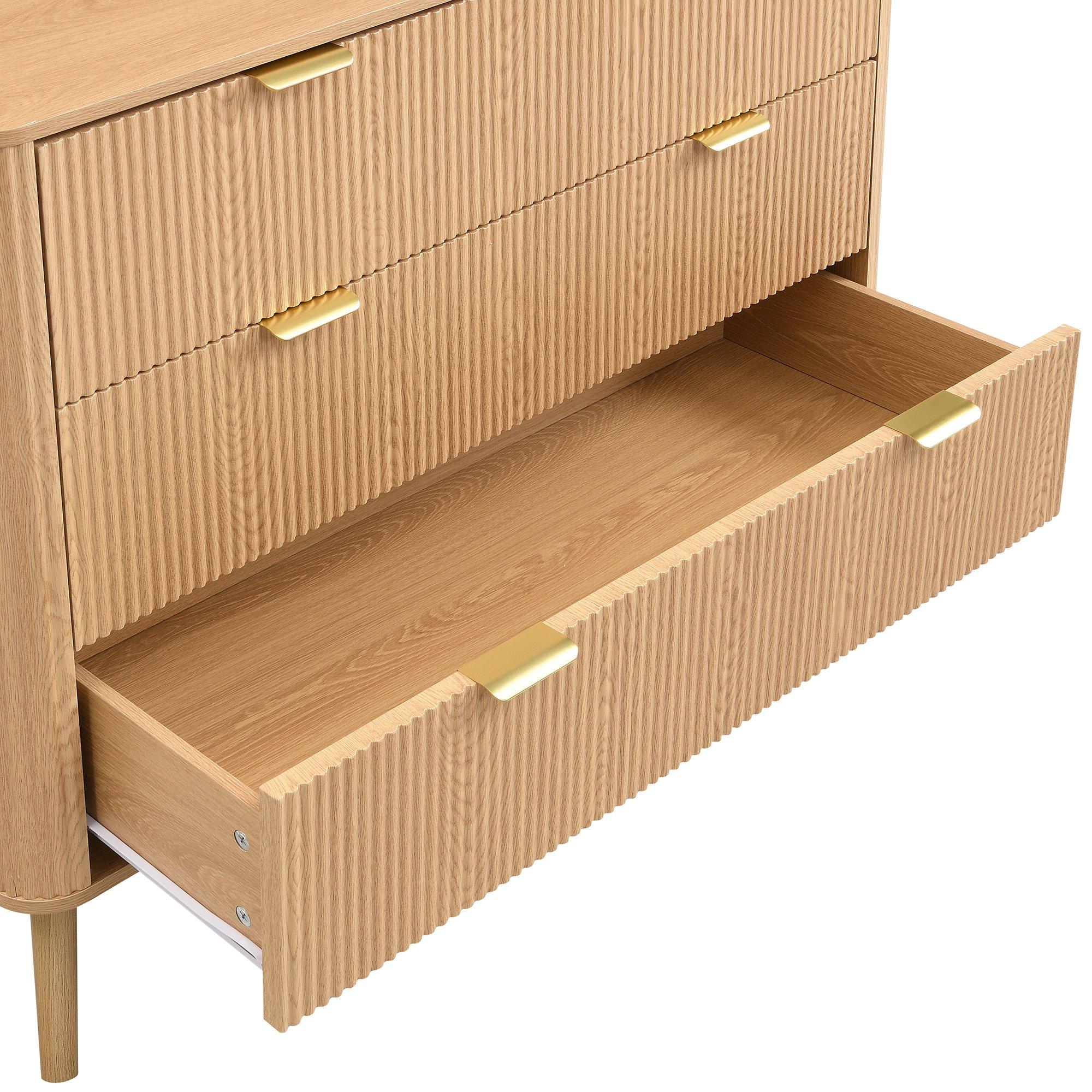 Oak - Urban Meuble - Fluted 3 Drawer Chest of Drawers - 14