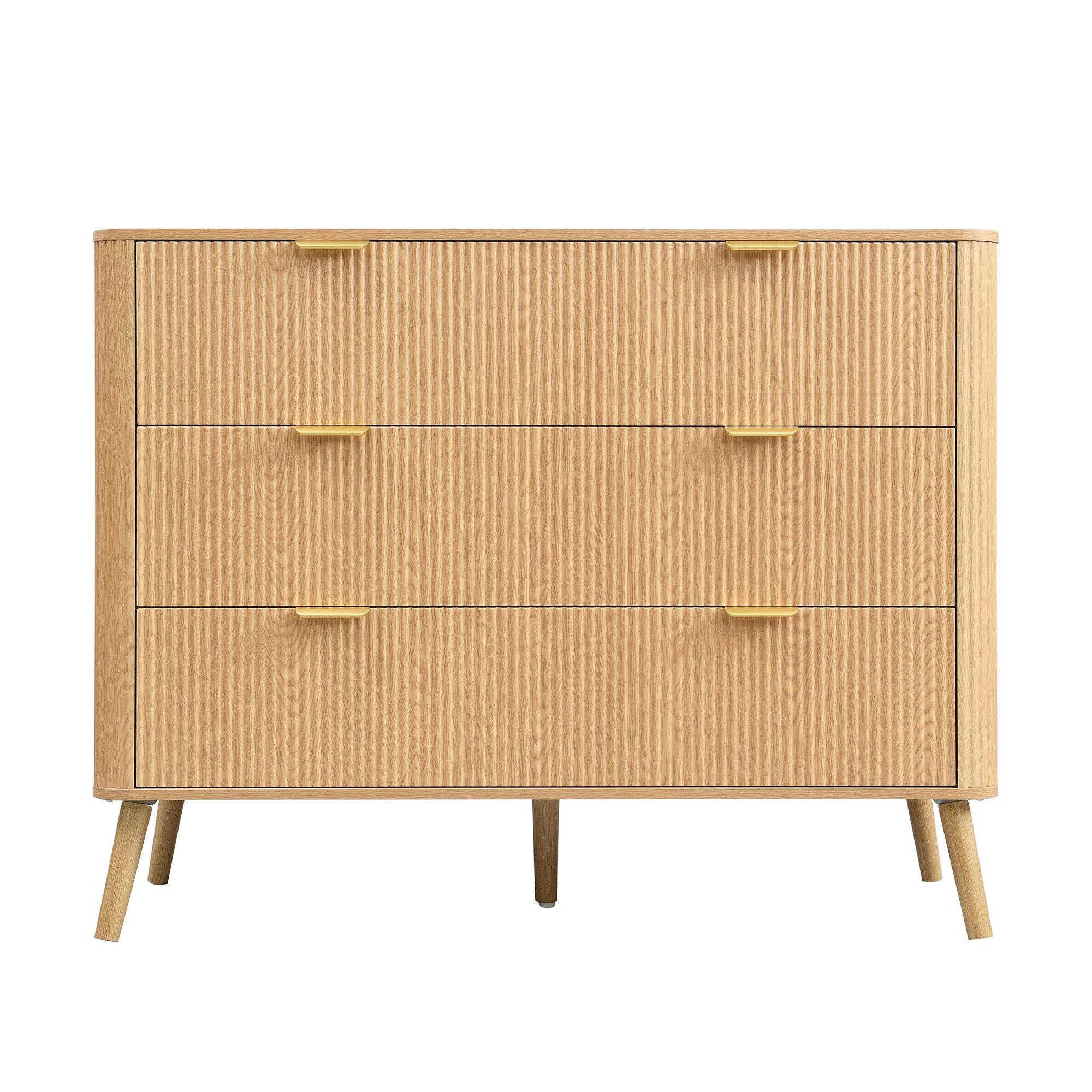 Oak - Urban Meuble - Fluted 3 Drawer Chest of Drawers - 5