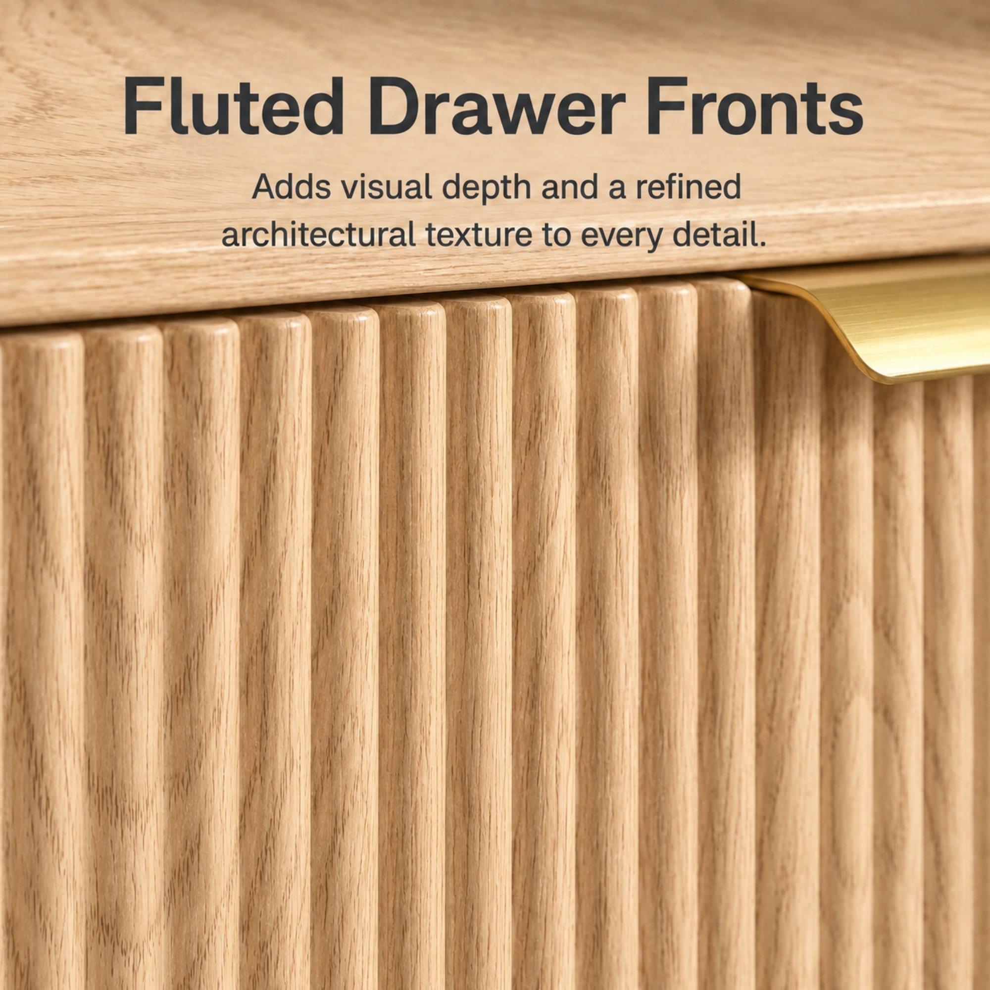 Oak - Urban Meuble - Fluted 3 Drawer Chest of Drawers - 9