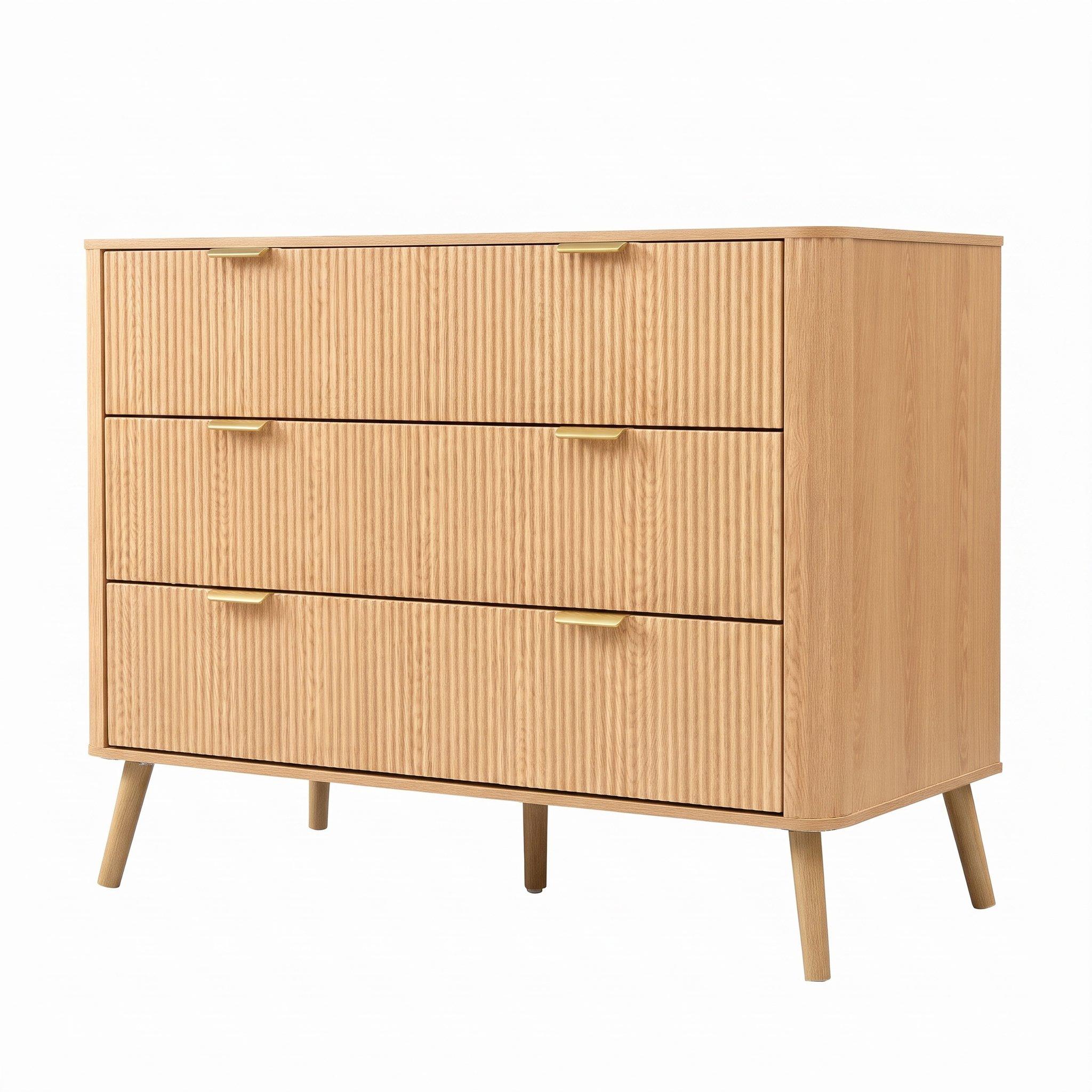 Oak - Urban Meuble - Fluted 3 Drawer Chest of Drawers - 10