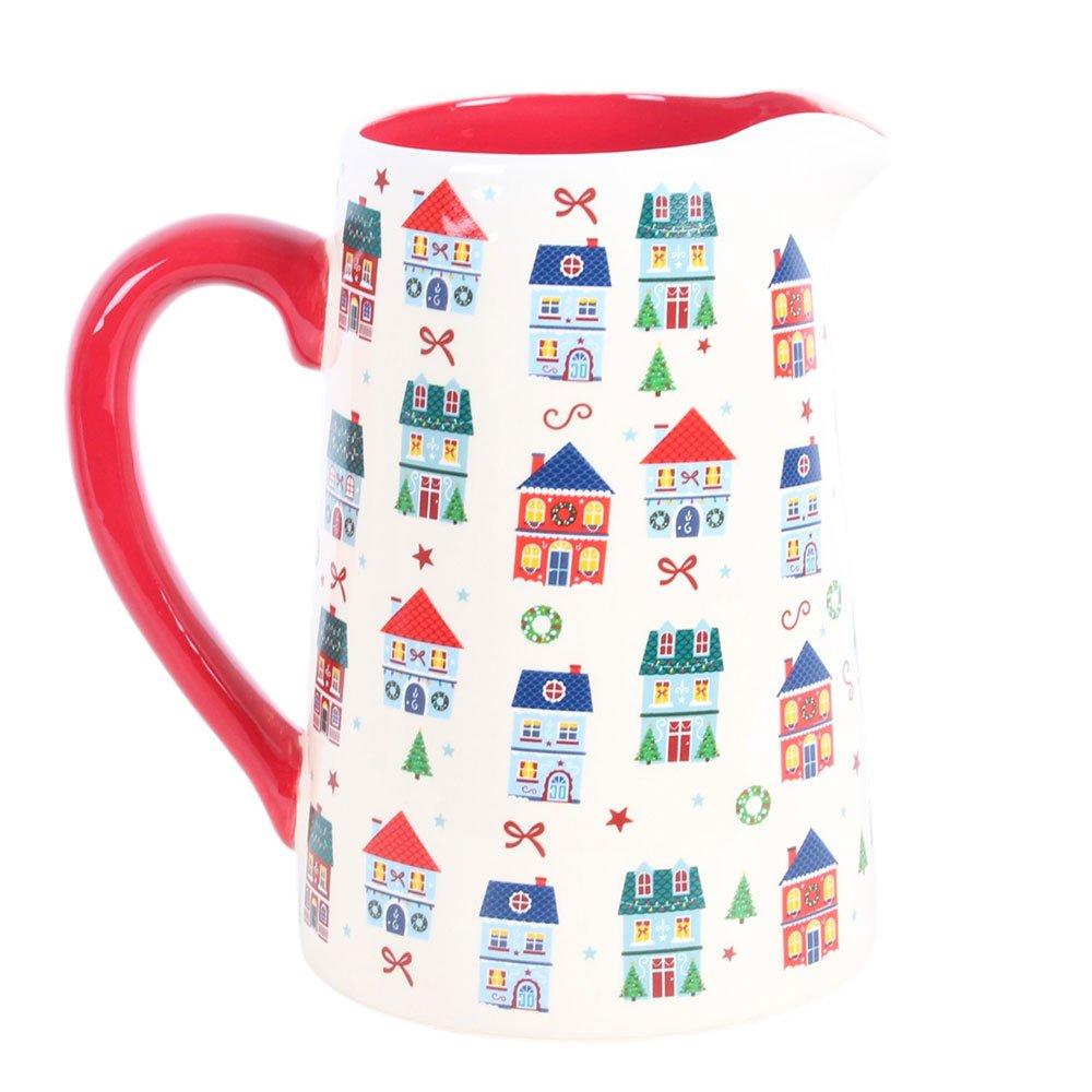 White - Something Different - Christmas Street Print Ceramic Flower Jug - 4