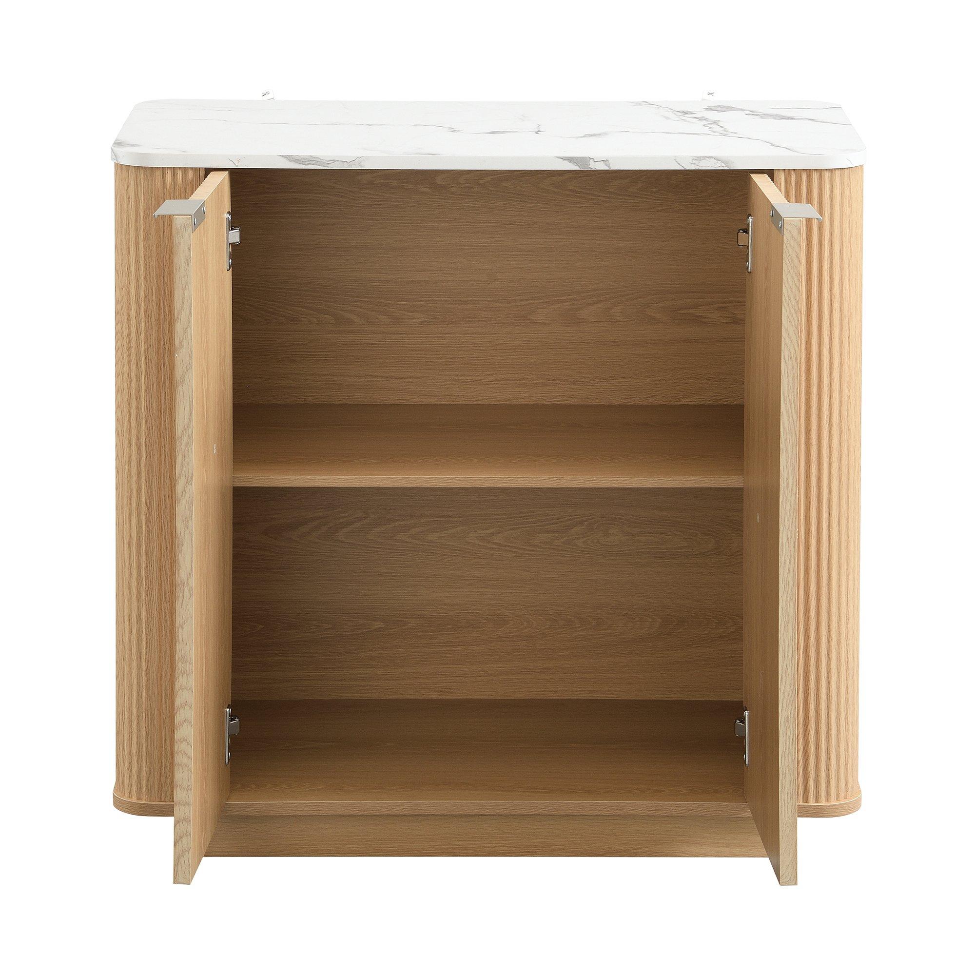 Oak - Urban Meuble - Modern Fluted 2 Door Sideboard Storage Cabinet - 11