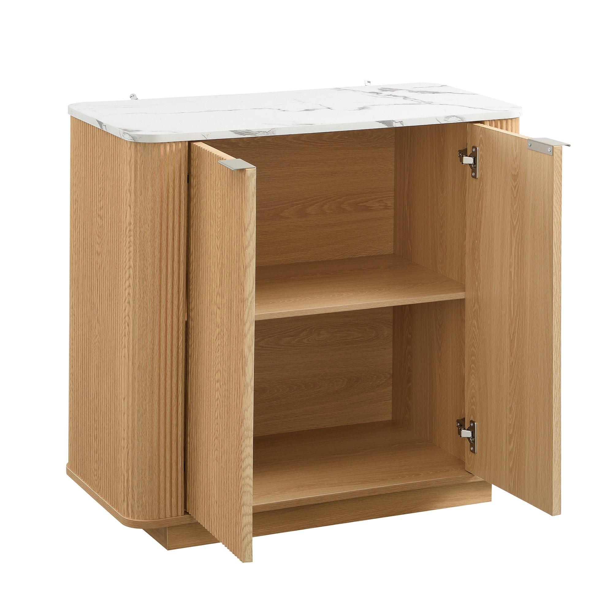 Oak - Urban Meuble - Modern Fluted 2 Door Sideboard Storage Cabinet - 12