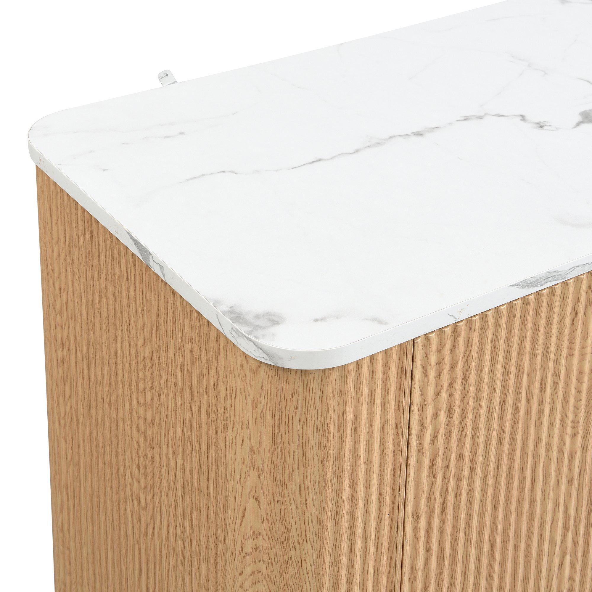 Oak - Urban Meuble - Modern Fluted 2 Door Sideboard Storage Cabinet - 13
