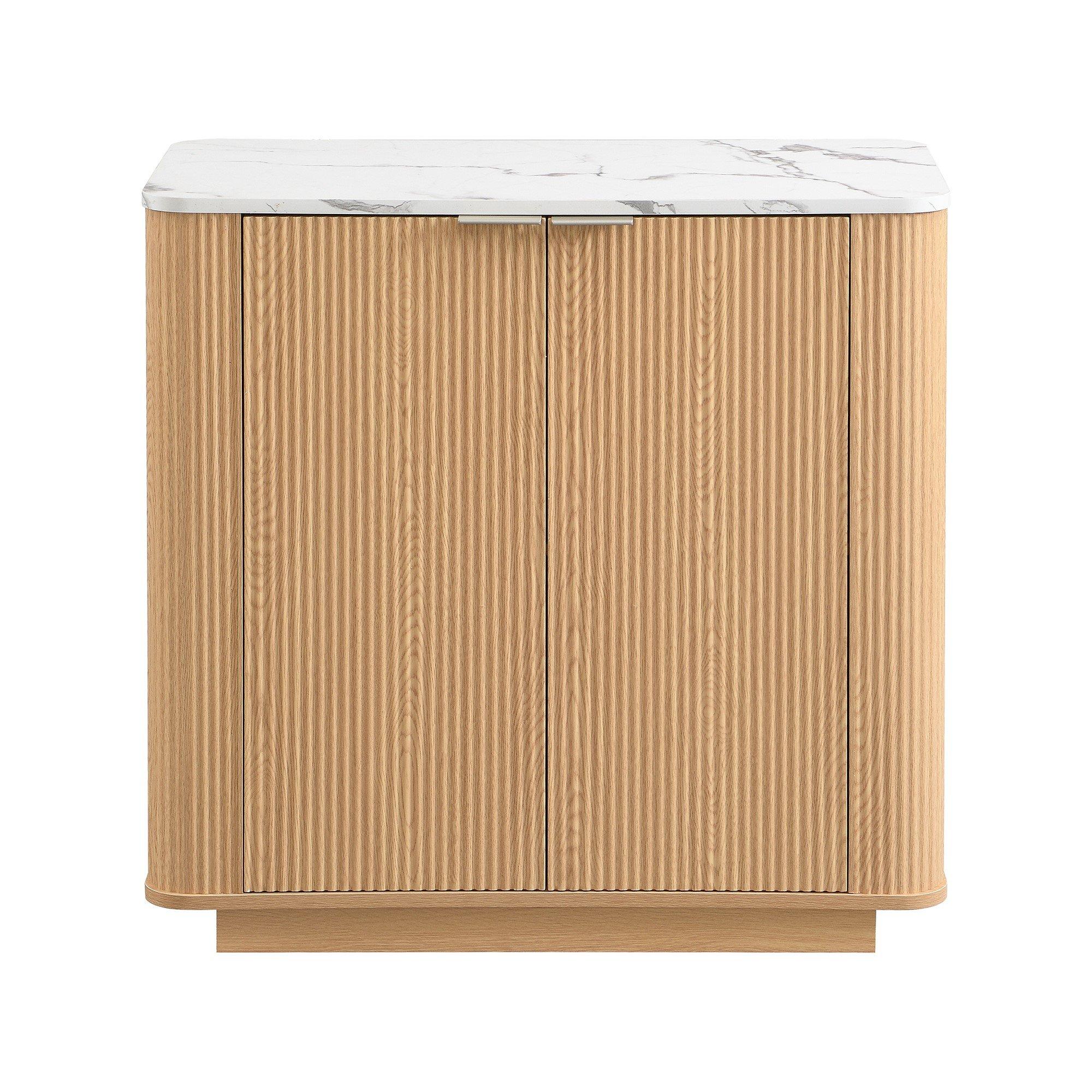 Oak - Urban Meuble - Modern Fluted 2 Door Sideboard Storage Cabinet - 5