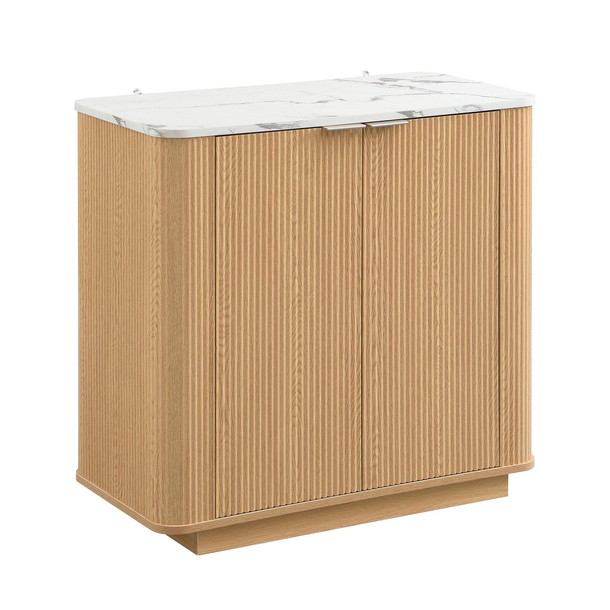 Oak - Urban Meuble - Modern Fluted 2 Door Sideboard Storage Cabinet - 10