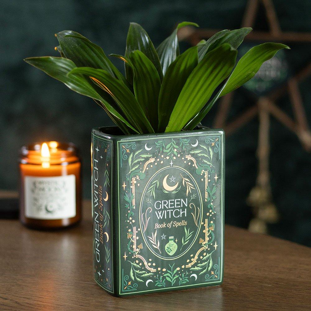 Green - Something Different - Green Witch Book Shaped Vase - 1