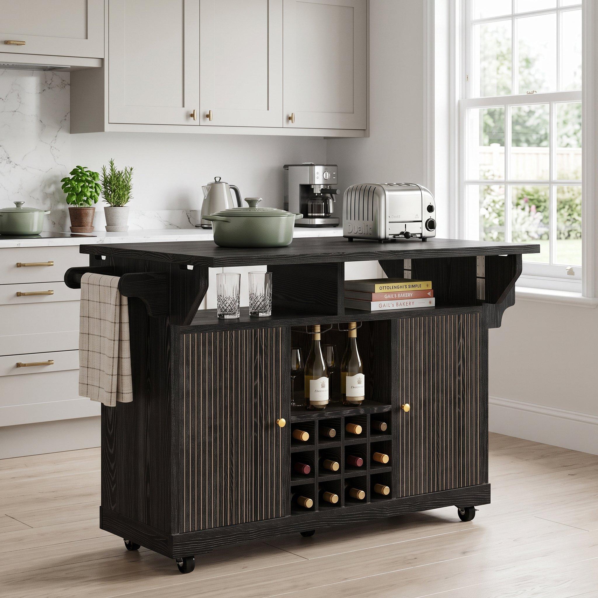 Black - Urban Meuble - Multifunctional Mobile Kitchen Trolley - 1