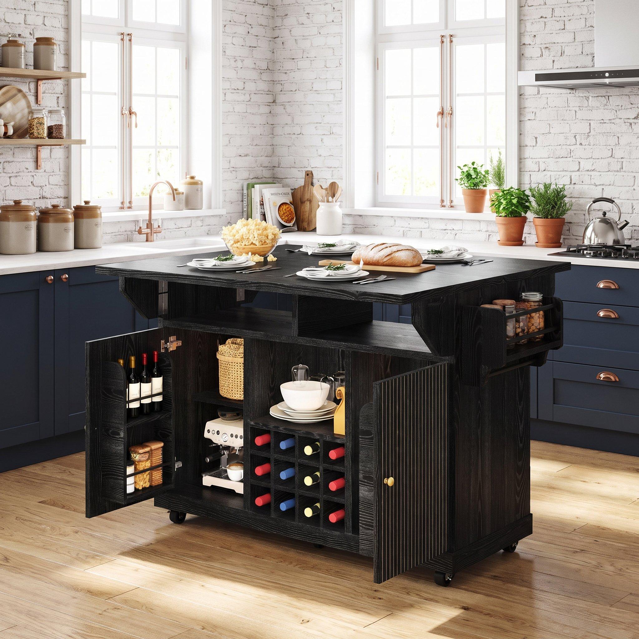 Black - Urban Meuble - Multifunctional Mobile Kitchen Trolley - 3