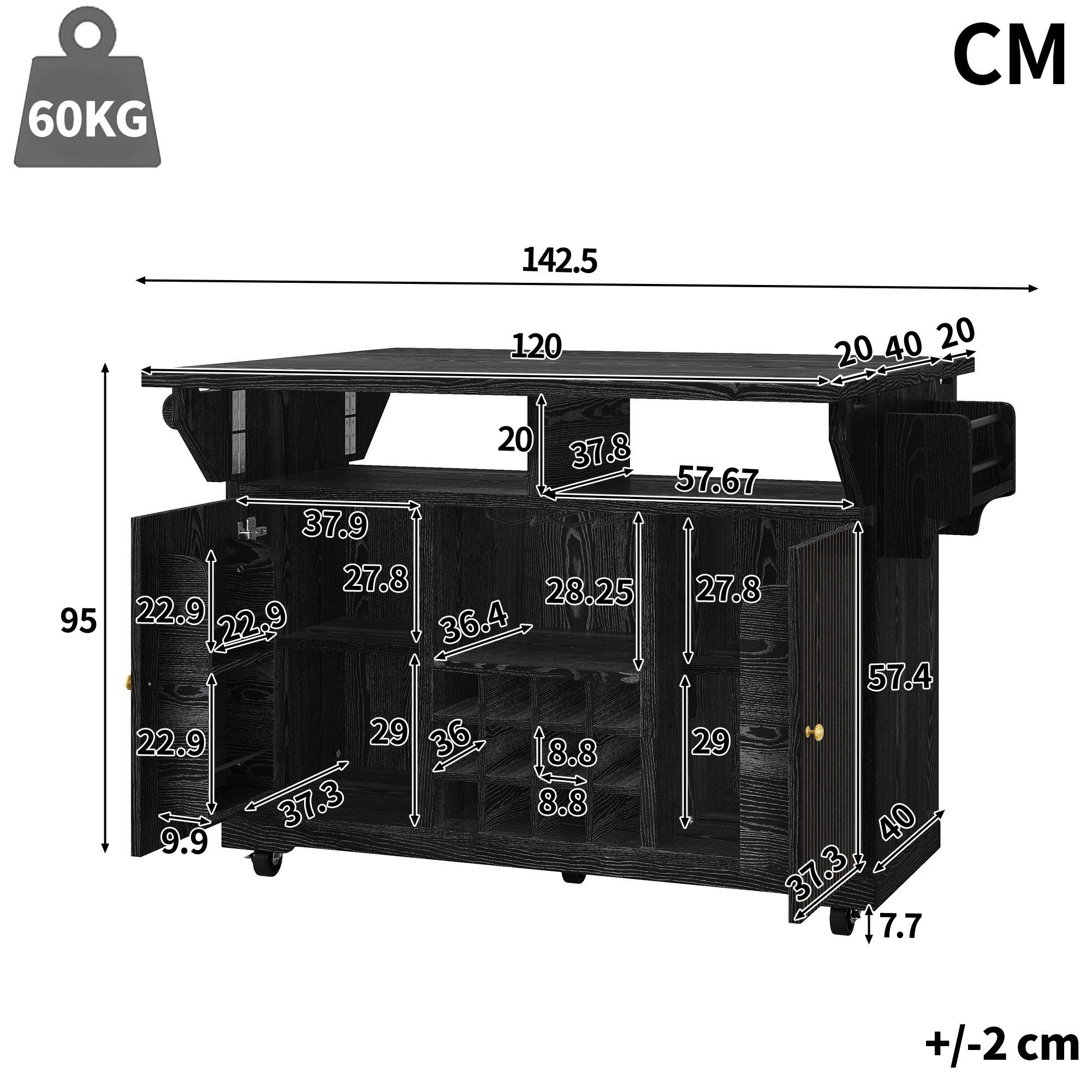 Black - Urban Meuble - Multifunctional Mobile Kitchen Trolley - 6