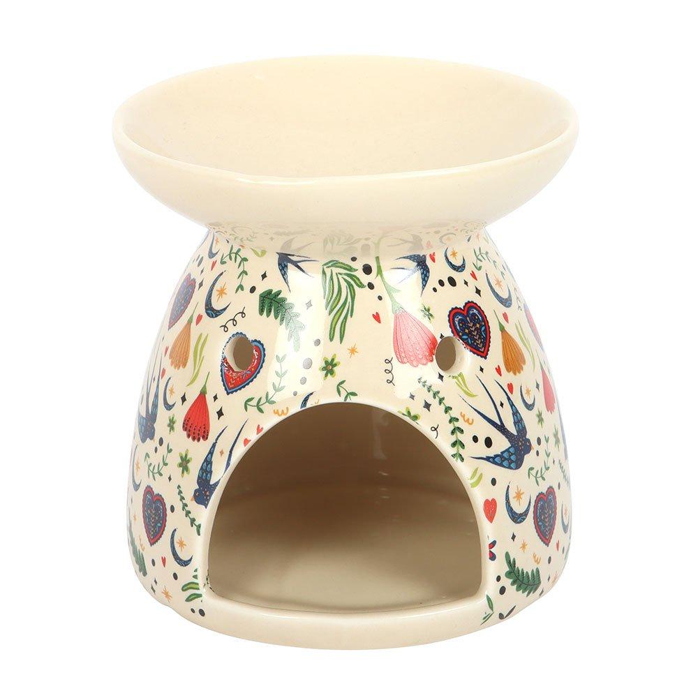 White - Something Different - Cream Midnight Bloom Print Oil Burner - 2