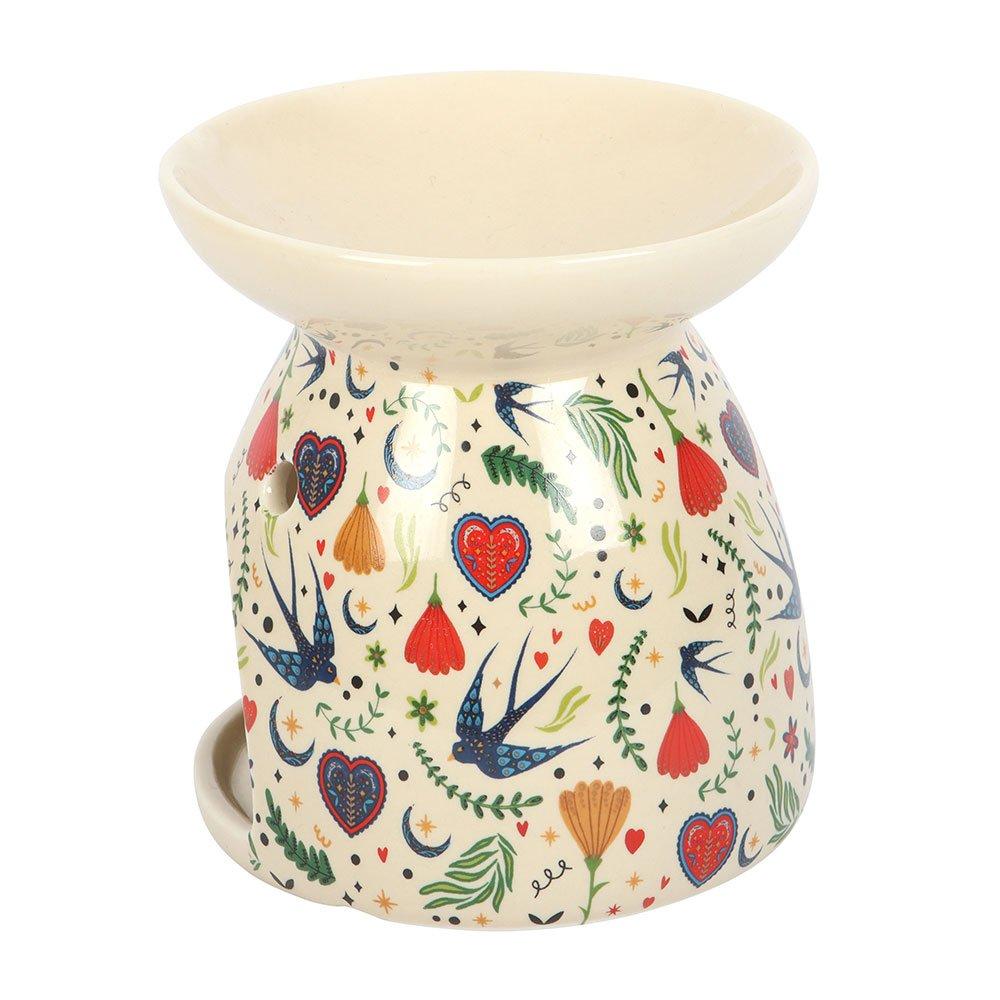 White - Something Different - Cream Midnight Bloom Print Oil Burner - 3