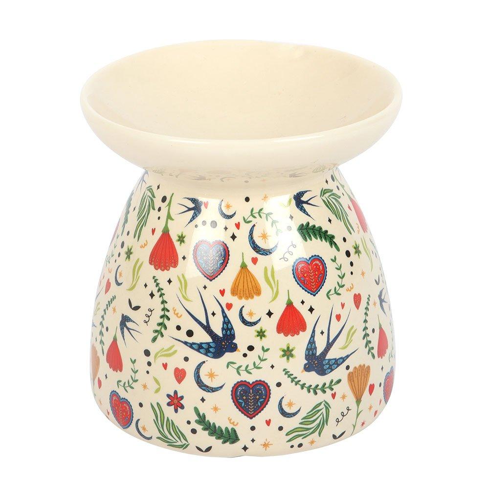 White - Something Different - Cream Midnight Bloom Print Oil Burner - 4