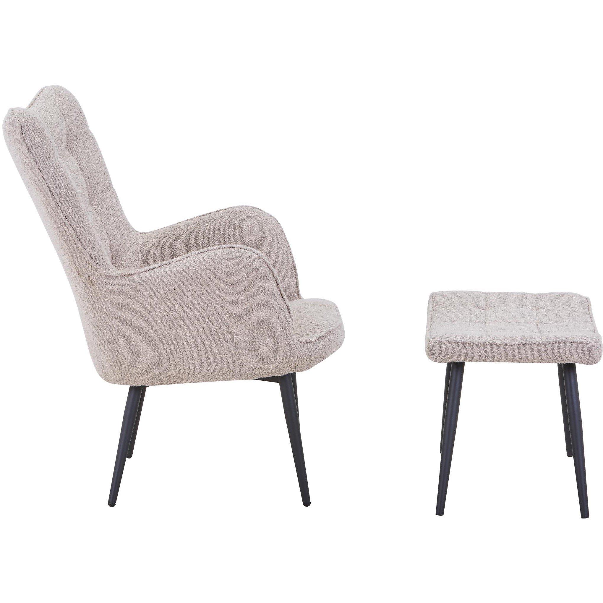 Light Brown - Shankar - Paris Boucle Armchair & Footstool Set - 2