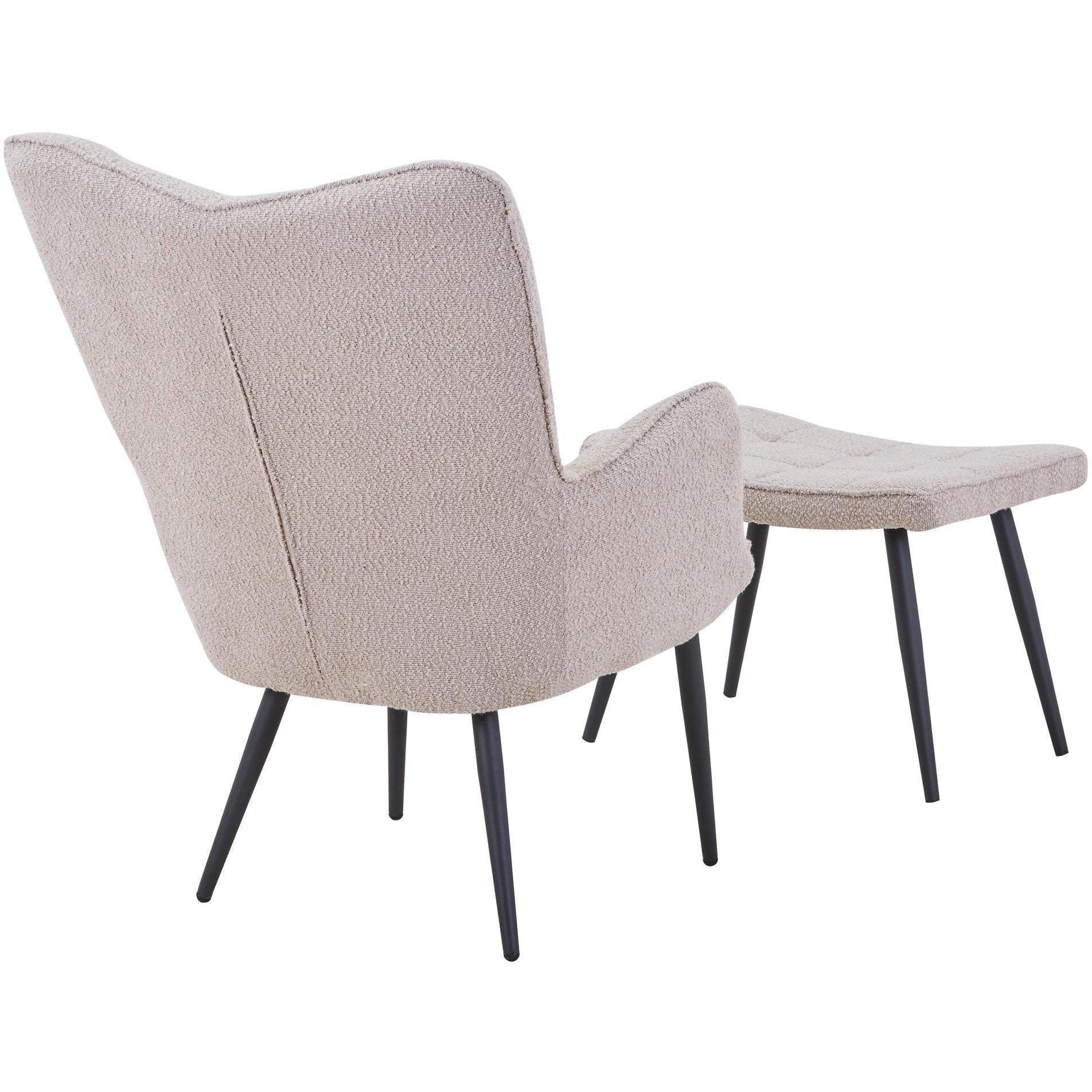 Light Brown - Shankar - Paris Boucle Armchair & Footstool Set - 3