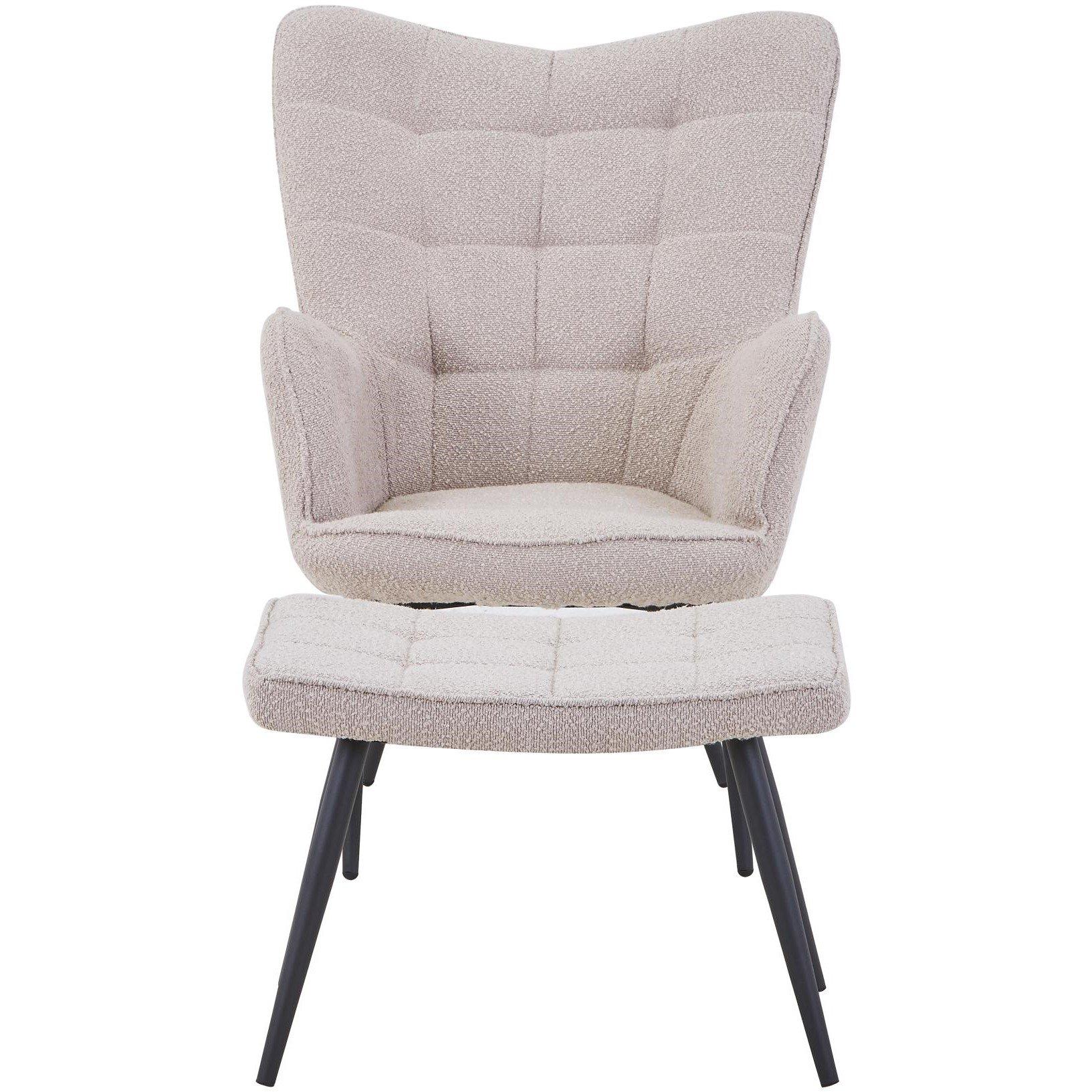 Light Brown - Shankar - Paris Boucle Armchair & Footstool Set - 4