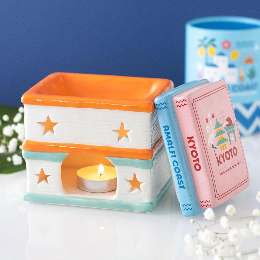 White - Something Different - Travel Book Stack Oil Burner and Wax Warmer - 2