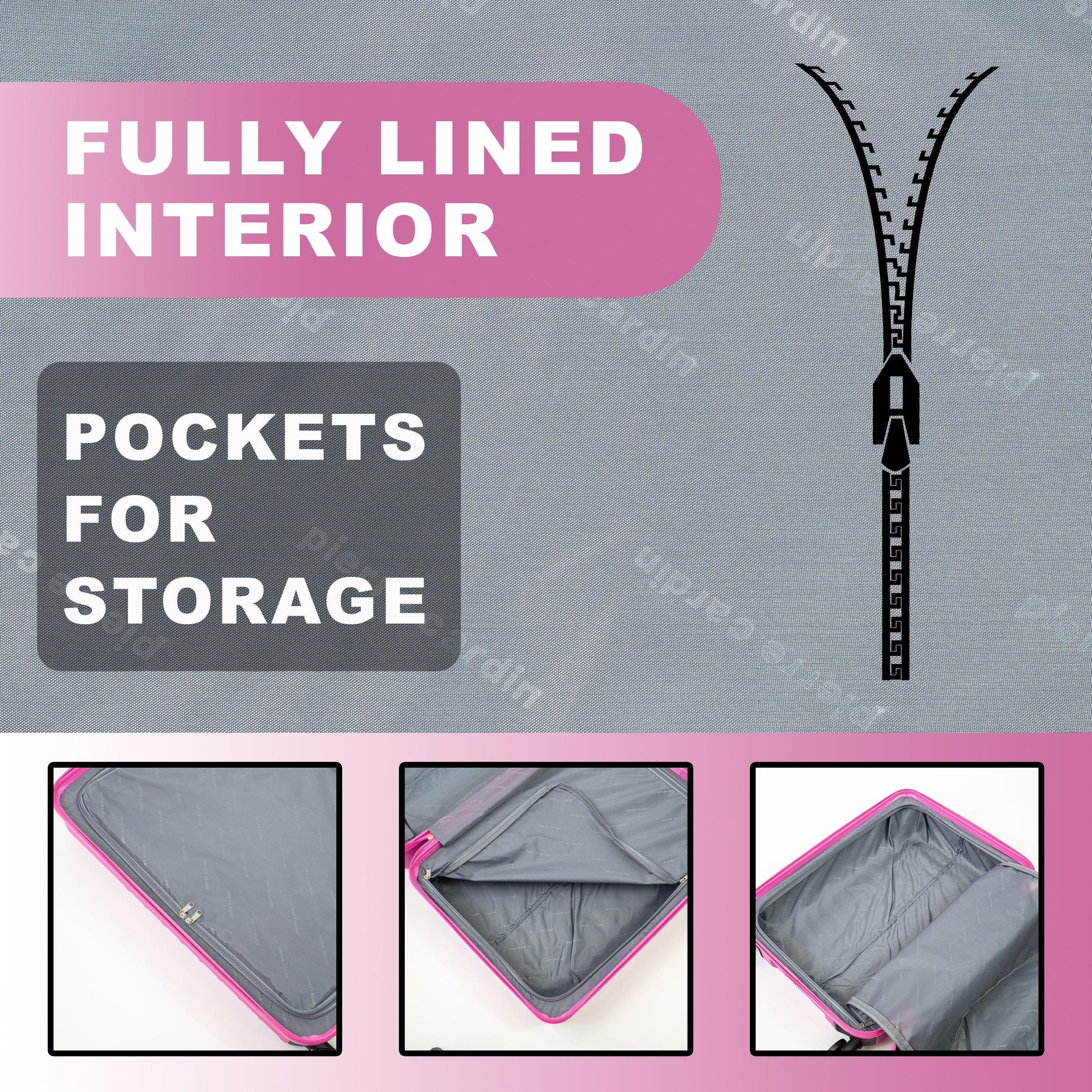 Pink - Pierre Cardin - Soleil Hard Shell Cabin Suitcase Small Luggage - 4