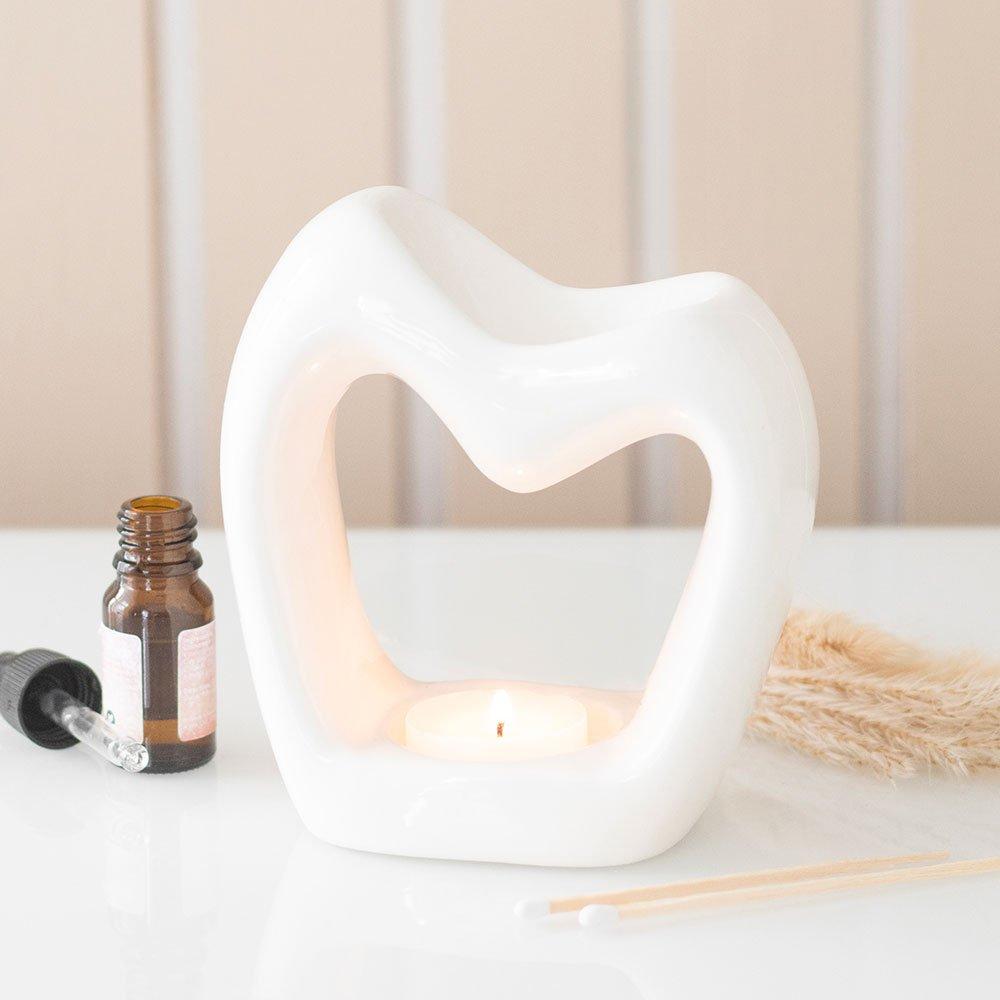 White - Something Different - Sculptural Heart Oil Burner - 1