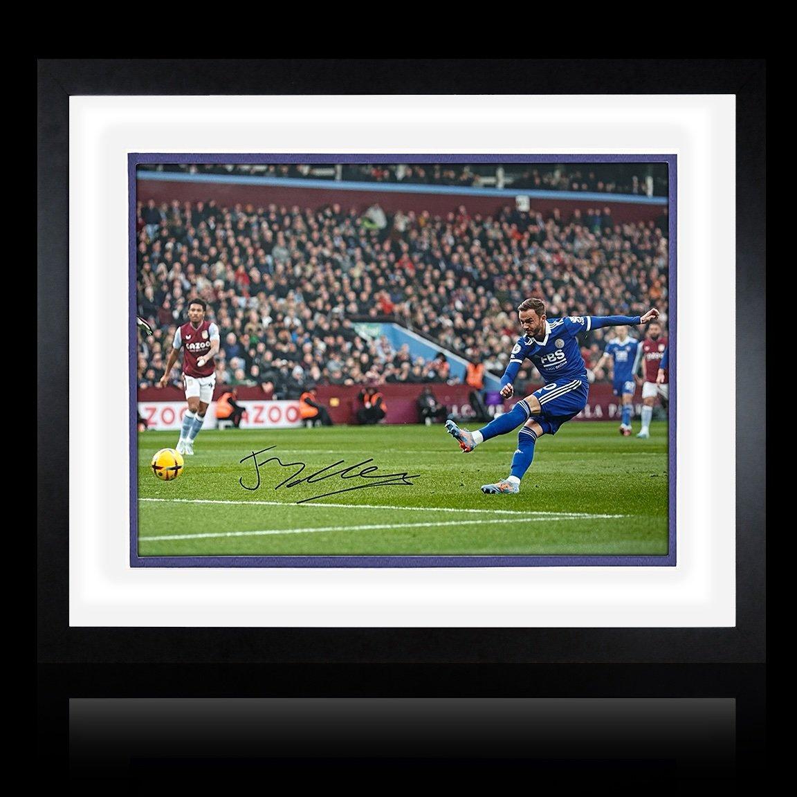 The Fan Cave  James Maddison Signed Framed Leicester City Deluxe - Blue - 550x450mm