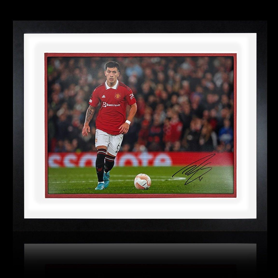 The Fan Cave  Lisandro Martínez Signed Manchester United Deluxe - Red - 550x450mm