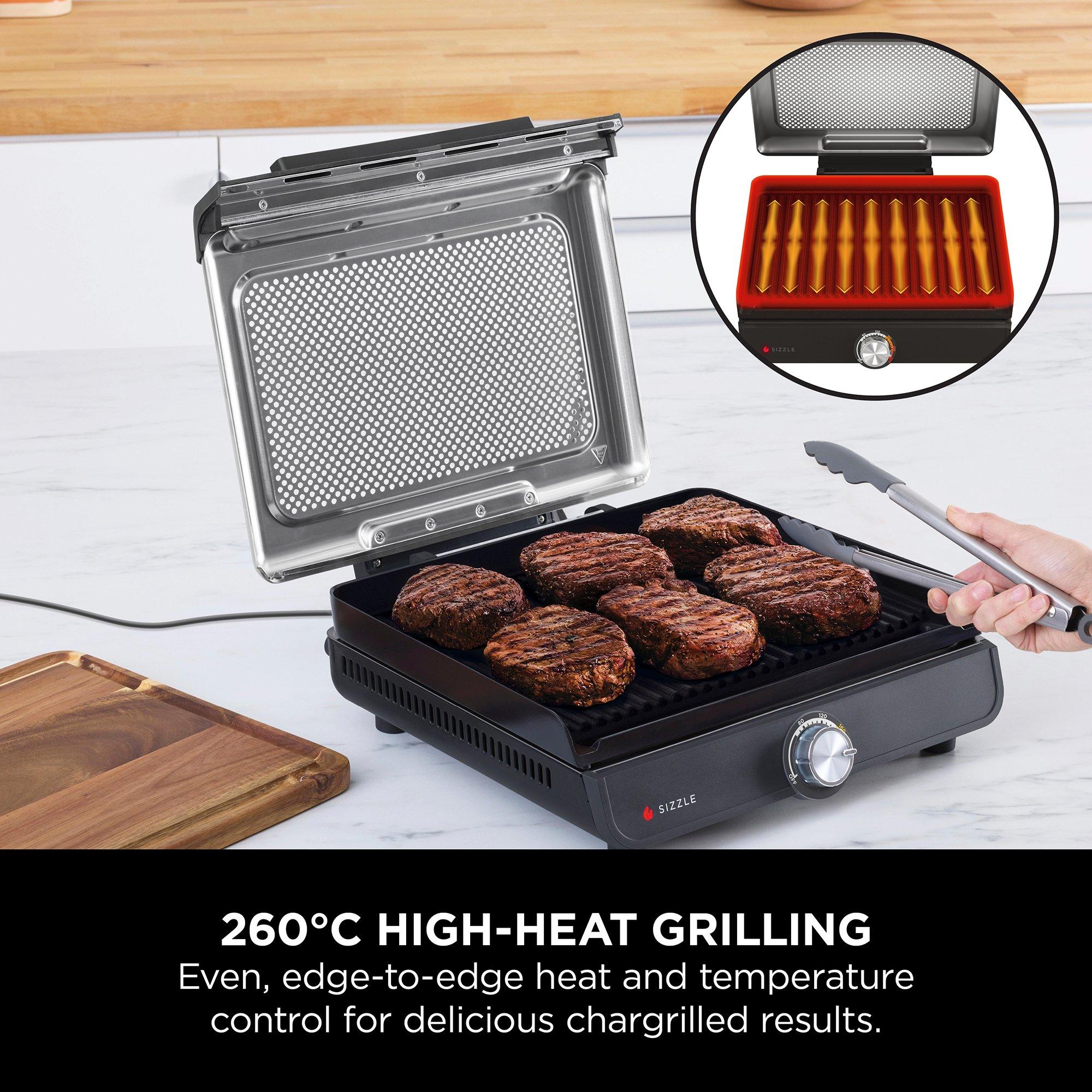 Black/Silver - Ninja - Ninja Sizzle Indoor Grill & Flat Plate - 3