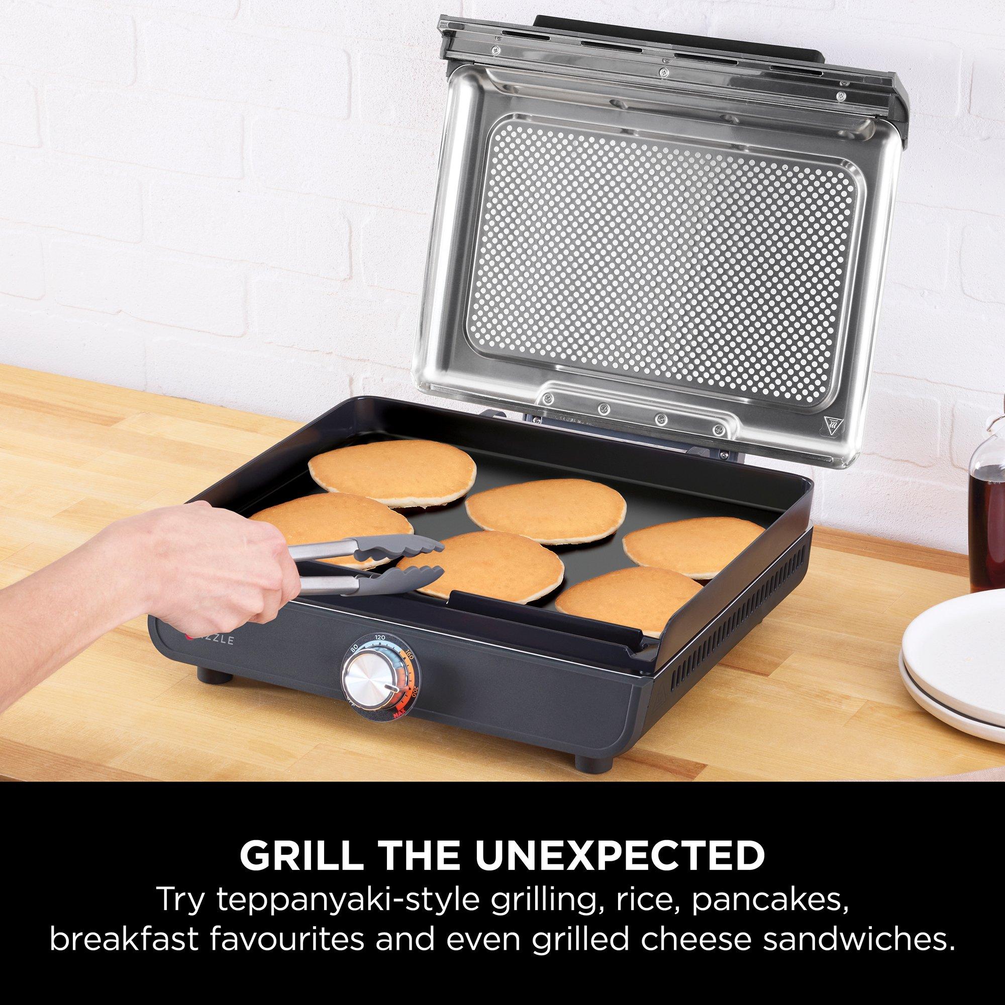 Black/Silver - Ninja - Ninja Sizzle Indoor Grill & Flat Plate - 4
