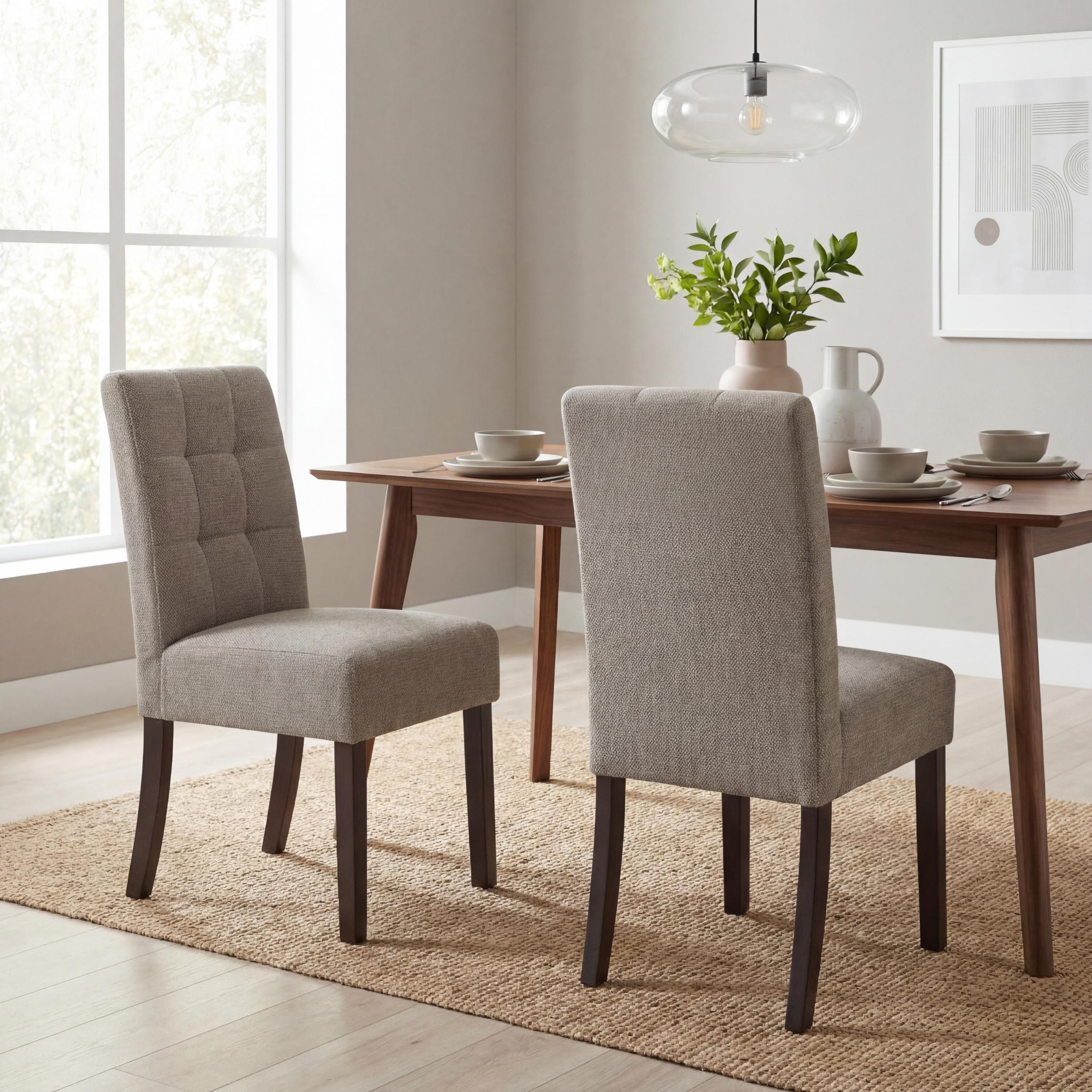 Shankar  Set Of 2 Moseley Weave Mocha Dining Chairs - Mocha - Walnut - 58x92x45