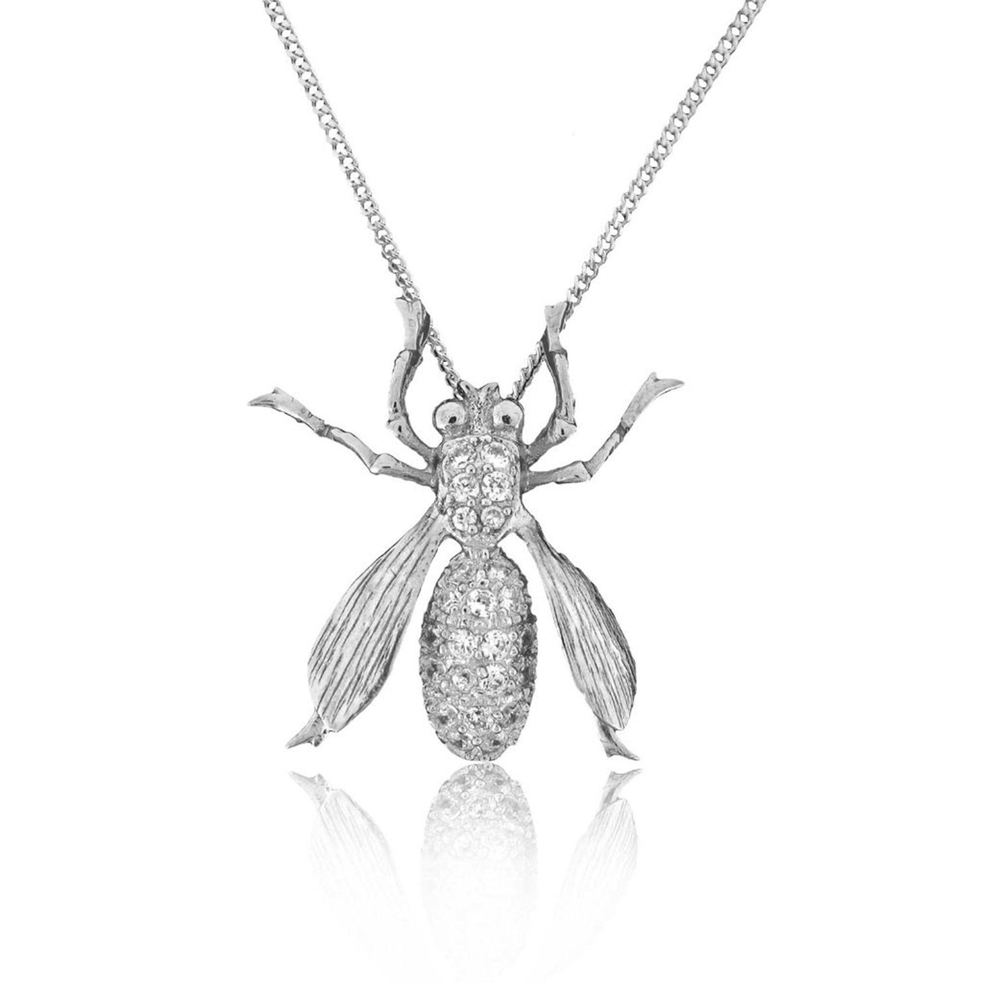 Silver - Espree - ESPREE Silver Jewelled Fly Pendant