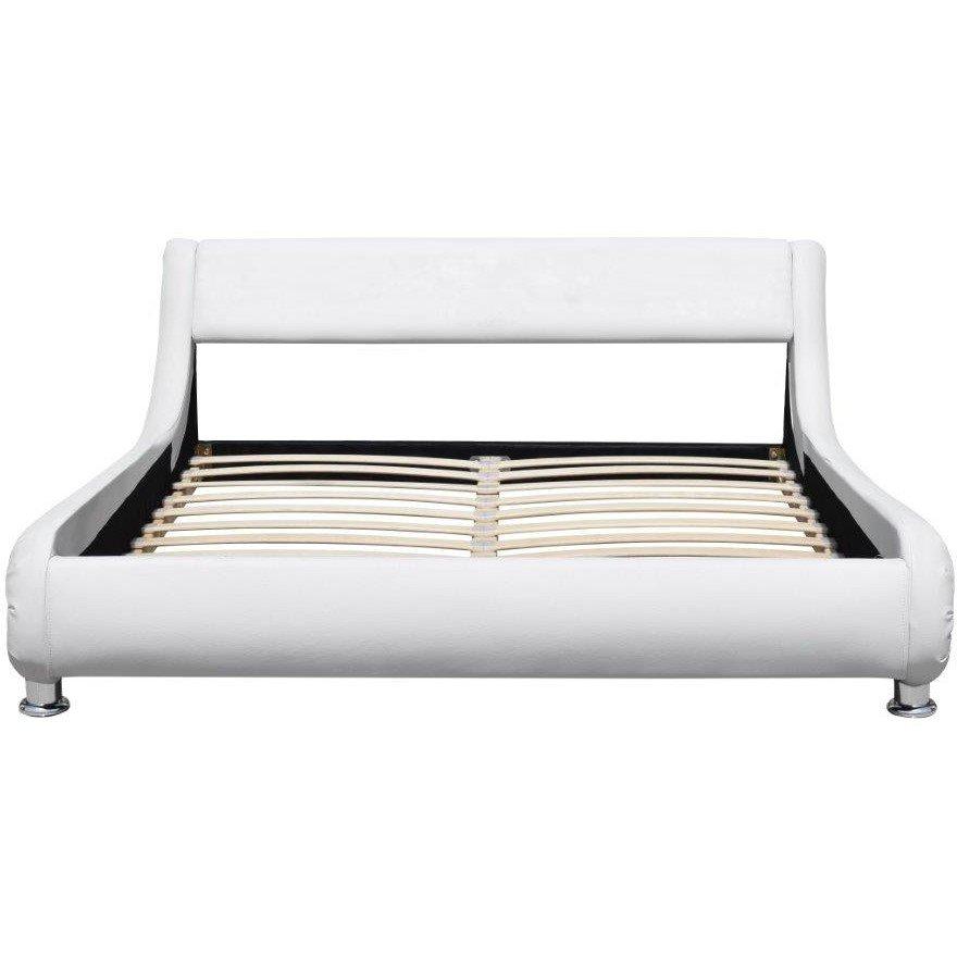 White - Comfy Living - Leather Designer Curved Bed Frame with Mattress - 2